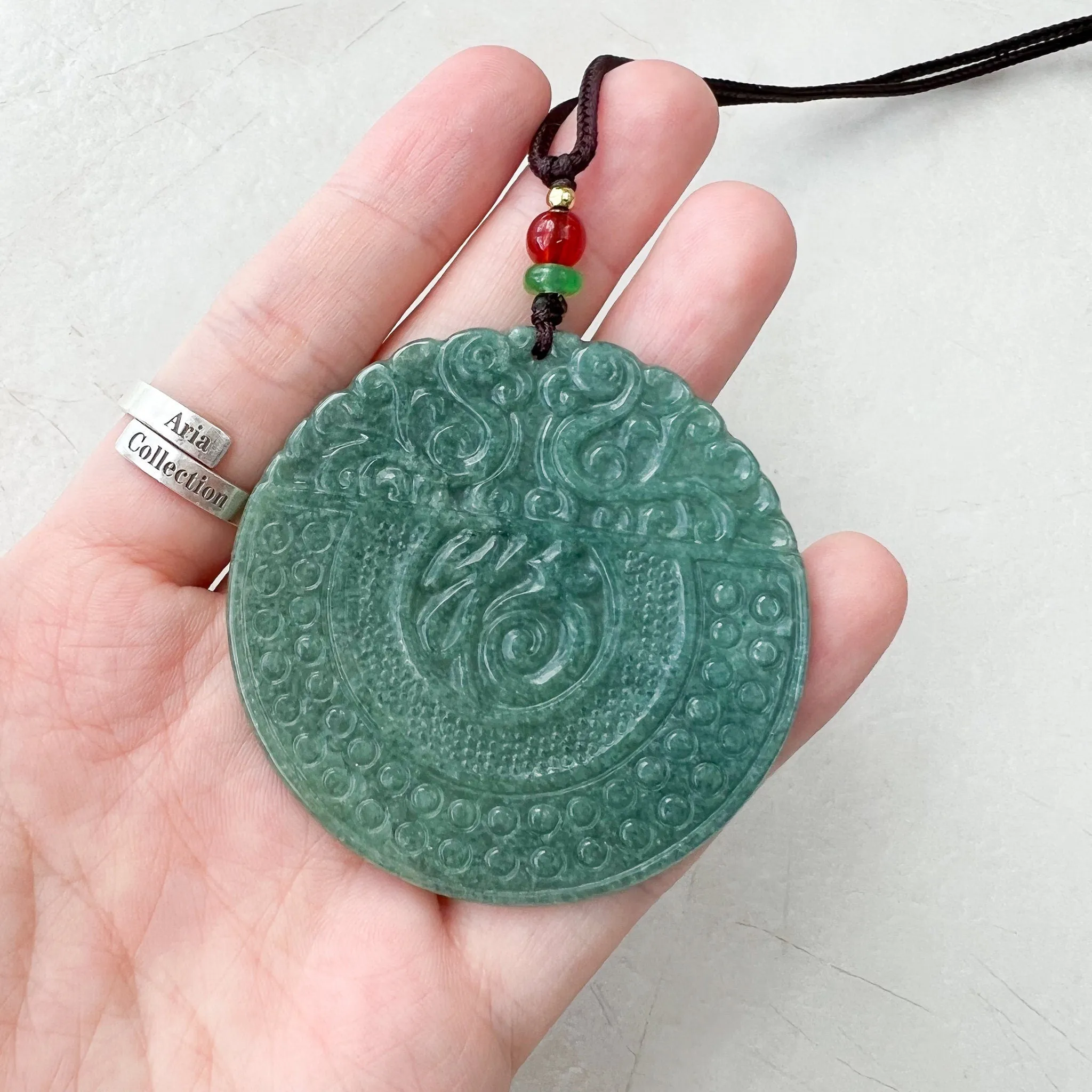 Jadeite Jade Chinese Luck "Fu" 福  Fortune Pendant Carved Necklace, SHWQ-1022-1669599121