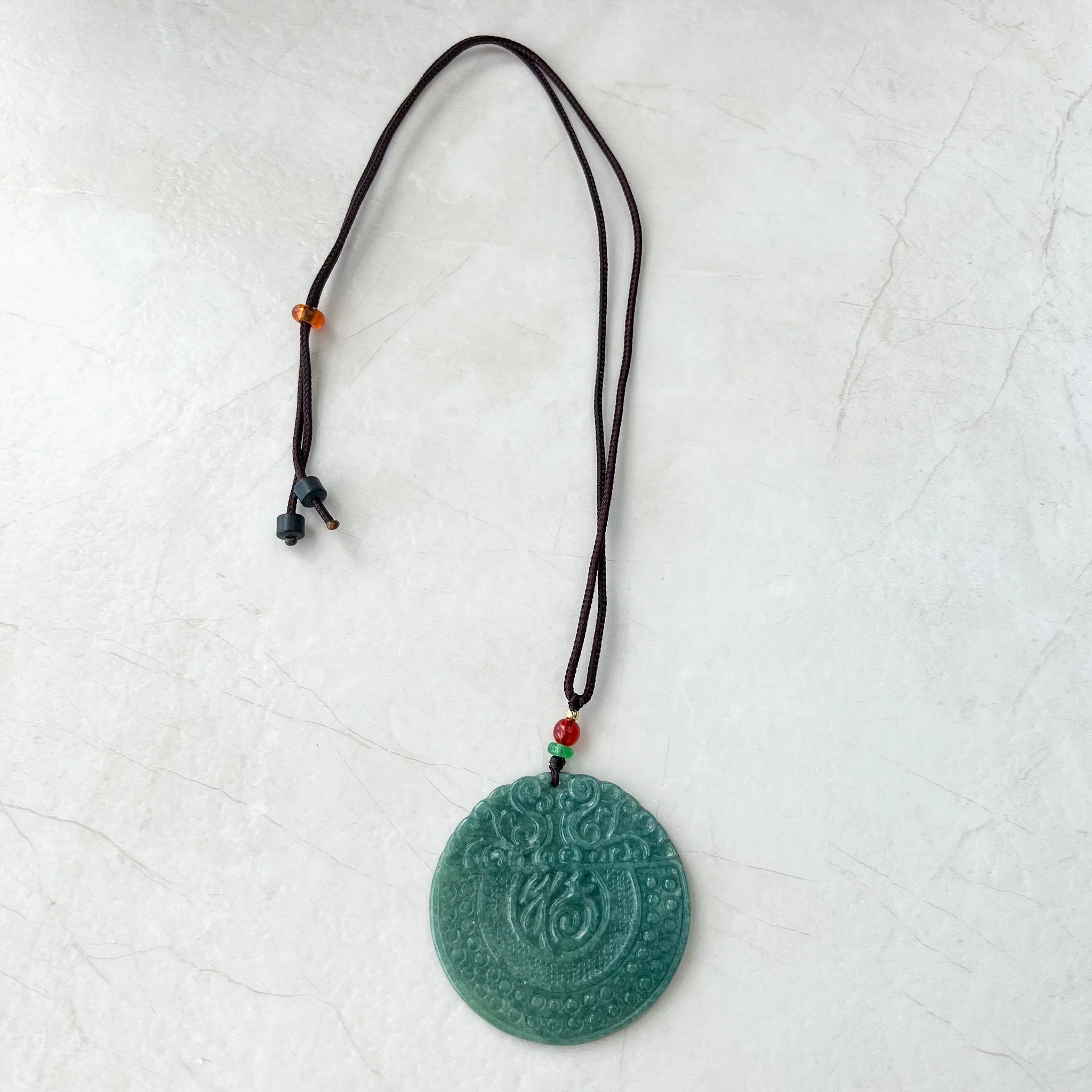 Jadeite Jade Chinese Luck "Fu" 福  Fortune Pendant Carved Necklace, SHWQ-1022-1669599121