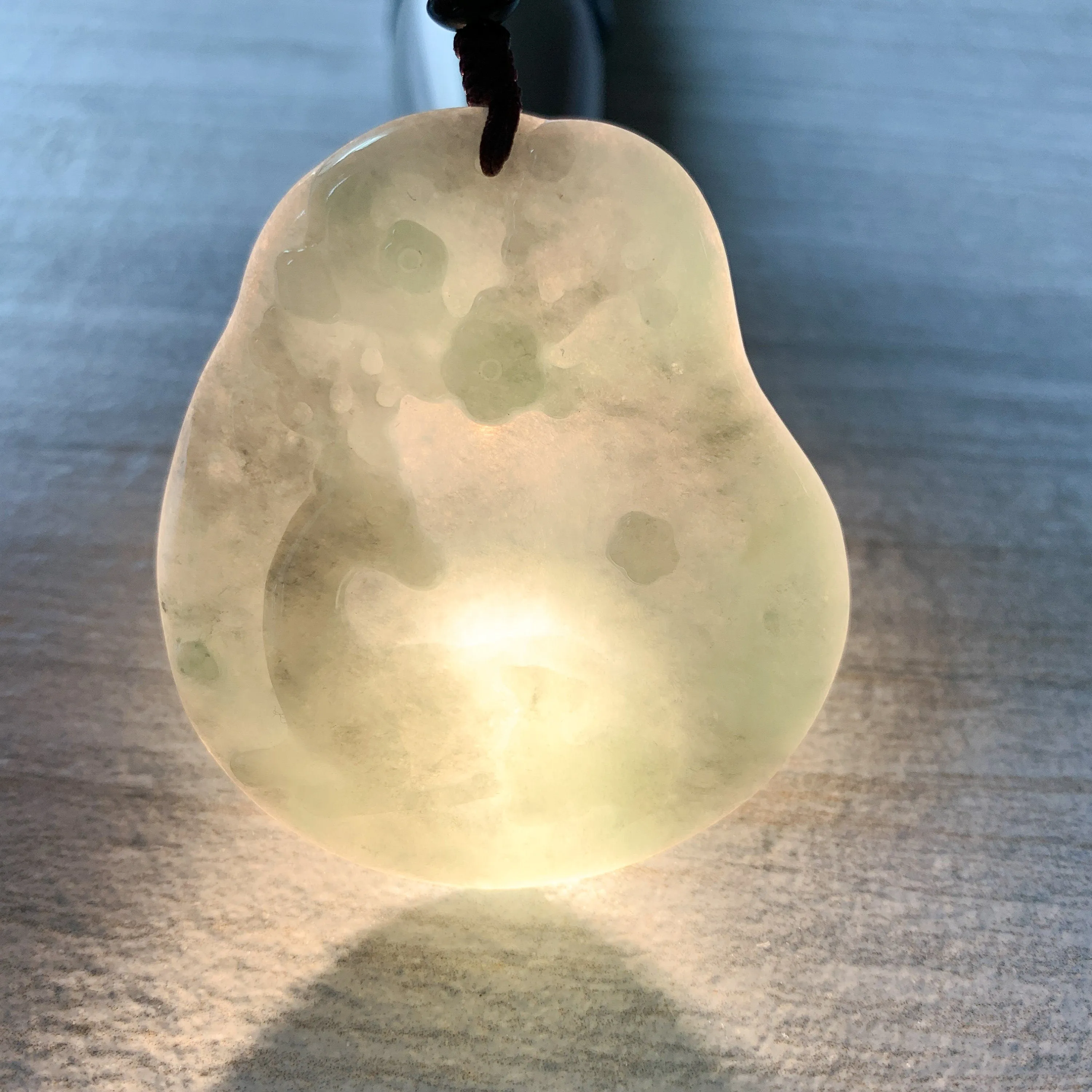 Jadeite Jade Deer in Forest Hand Carved Pendant Necklace, YJ-0321-0420193
