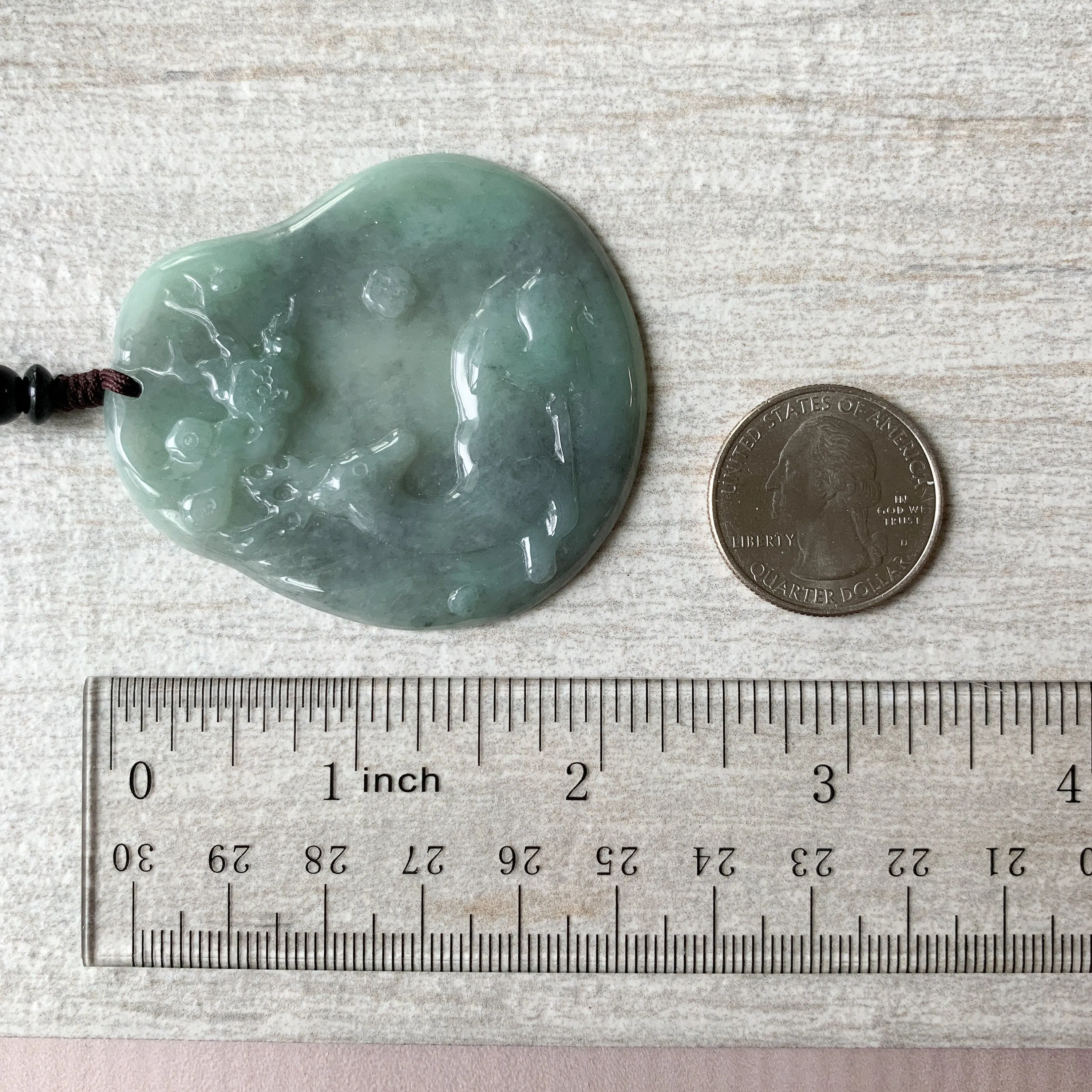 Jadeite Jade Deer in Forest Hand Carved Pendant Necklace, YJ-0321-0420193