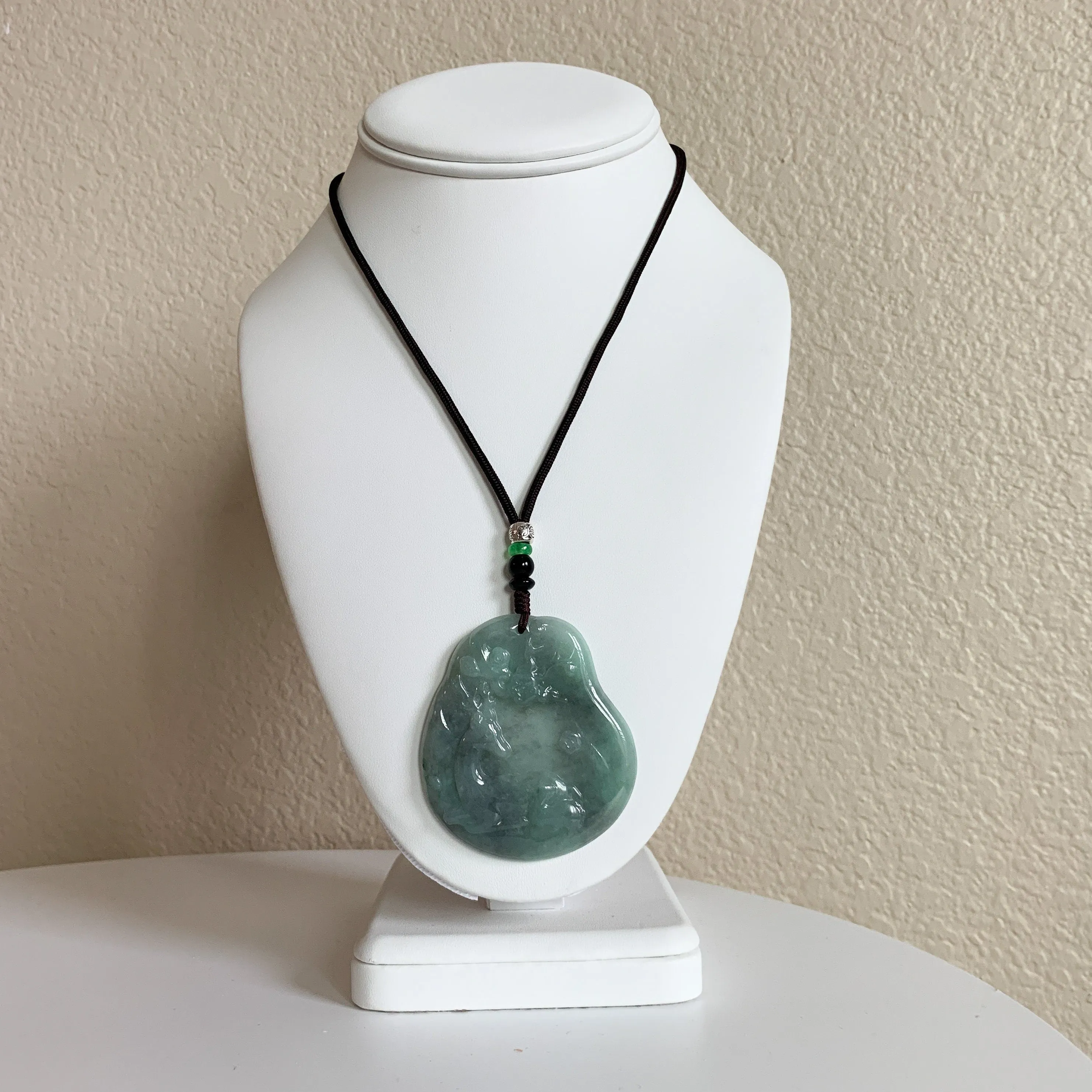 Jadeite Jade Deer in Forest Hand Carved Pendant Necklace, YJ-0321-0420193