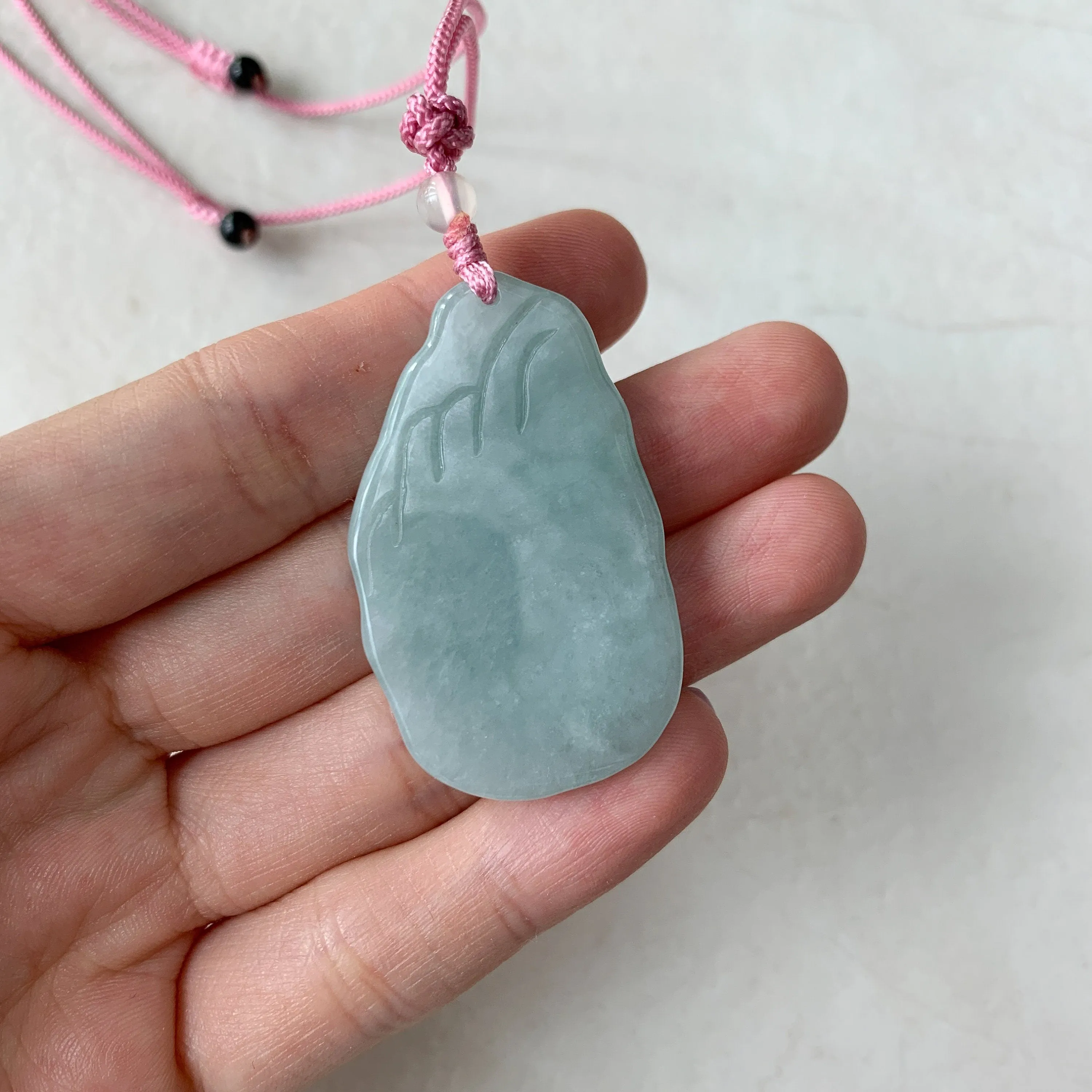 Jadeite Jade Deer in Forest Hand Carved Pendant Necklace, YJ-0321-0468569