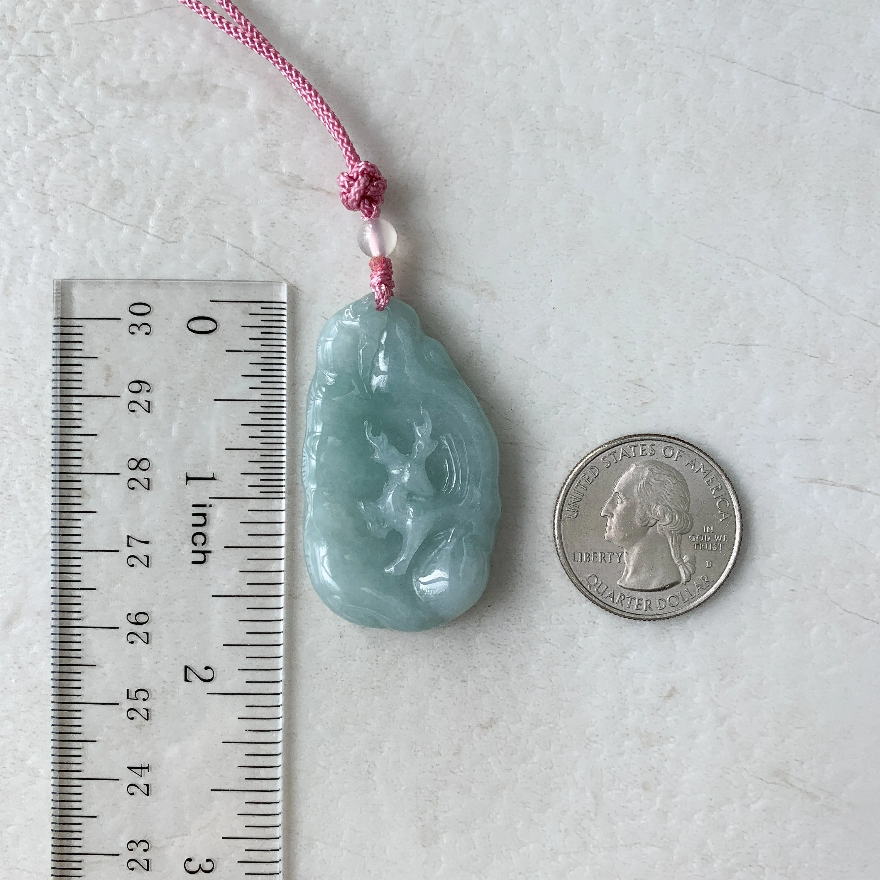 Jadeite Jade Deer in Forest Hand Carved Pendant Necklace, YJ-0321-0468569