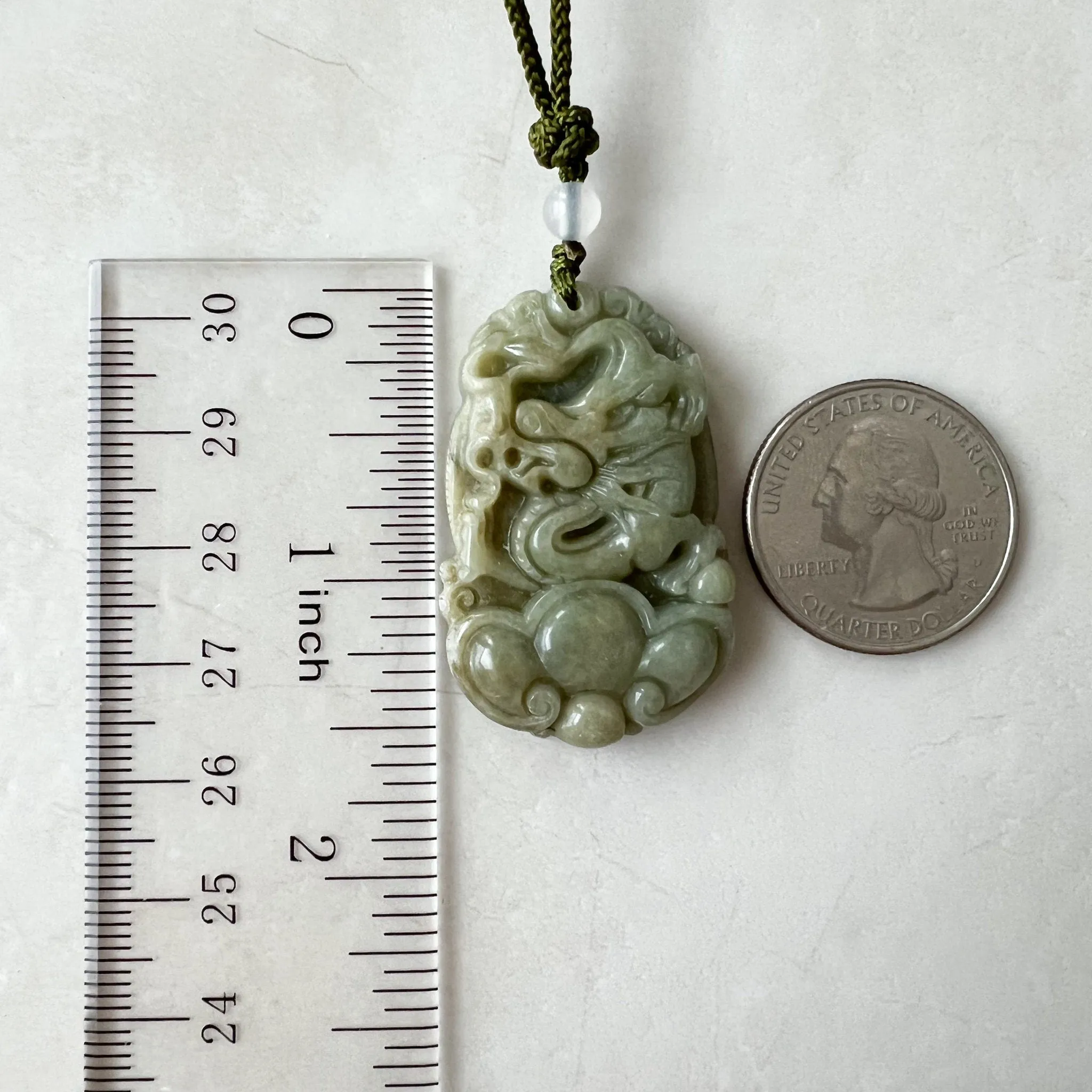 Jadeite Jade Dragon Chinese Zodiac Carved Pendant Necklace, YW-0110-1646605491