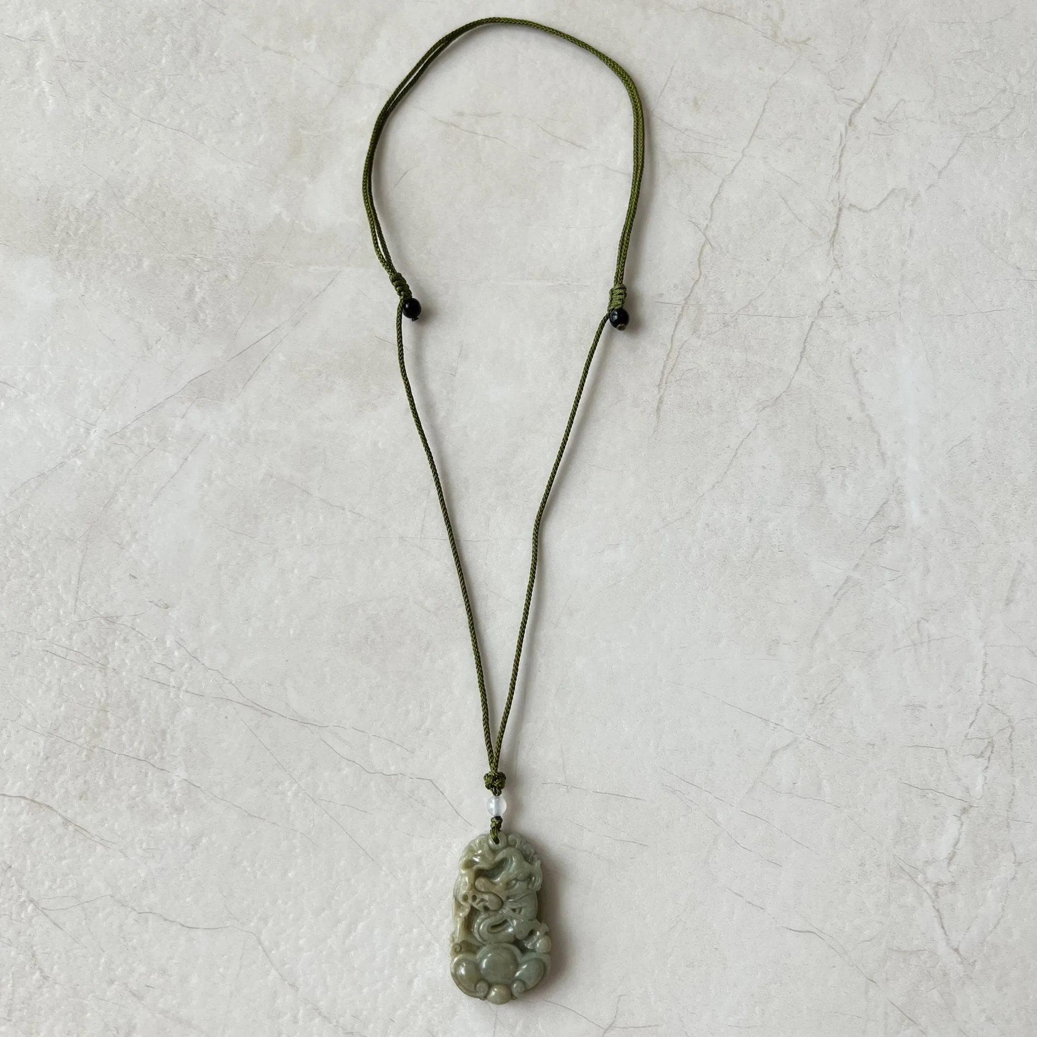Jadeite Jade Dragon Chinese Zodiac Carved Pendant Necklace, YW-0110-1646605491