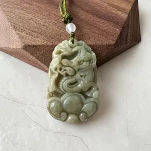 Jadeite Jade Dragon Chinese Zodiac Carved Pendant Necklace, YW-0110-1646605491