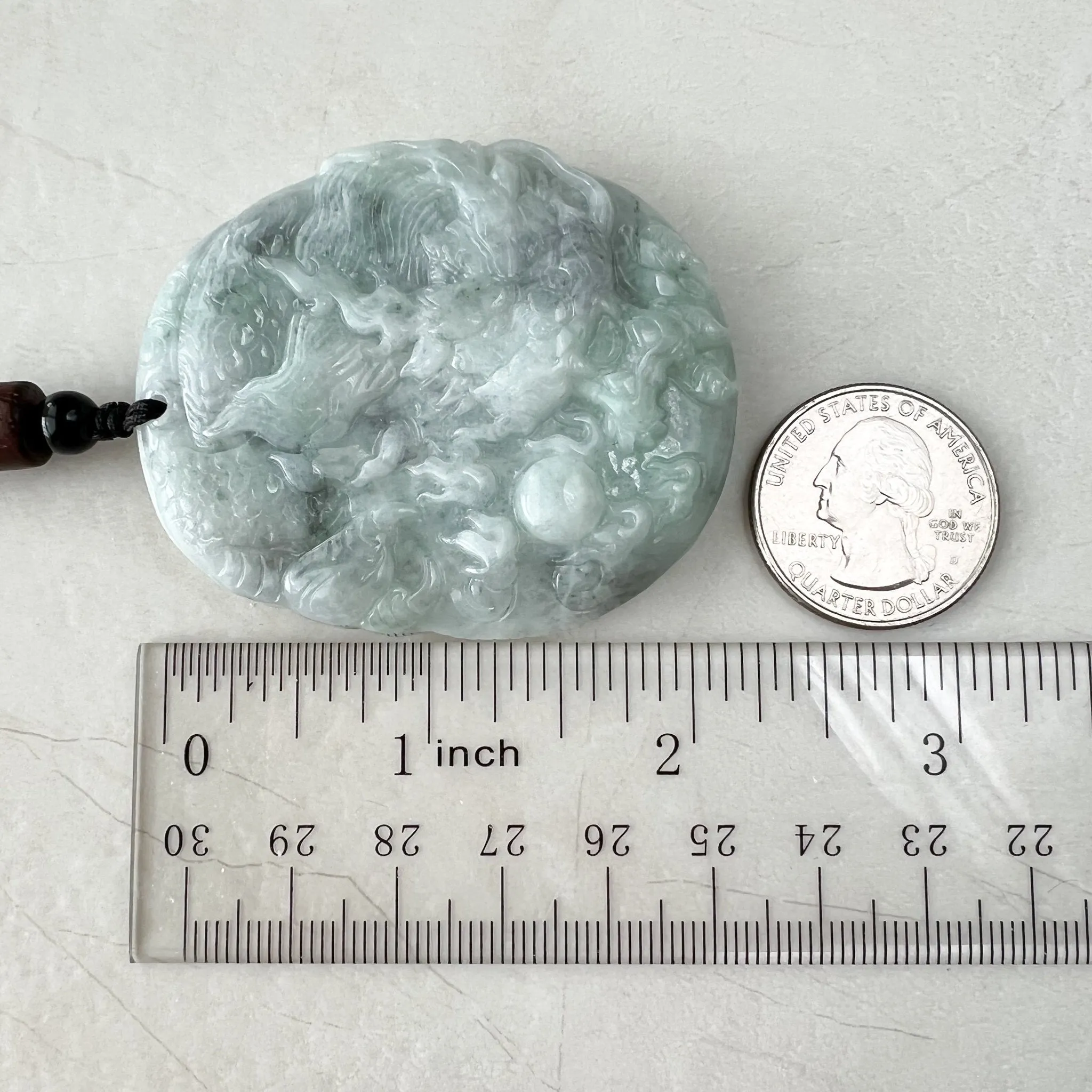 Jadeite Jade Dragon Chinese Zodiac Hand Carved Pendant Necklace, YJ-0321-0447222