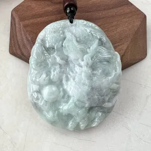 Jadeite Jade Dragon Chinese Zodiac Hand Carved Pendant Necklace, YJ-0321-0447222