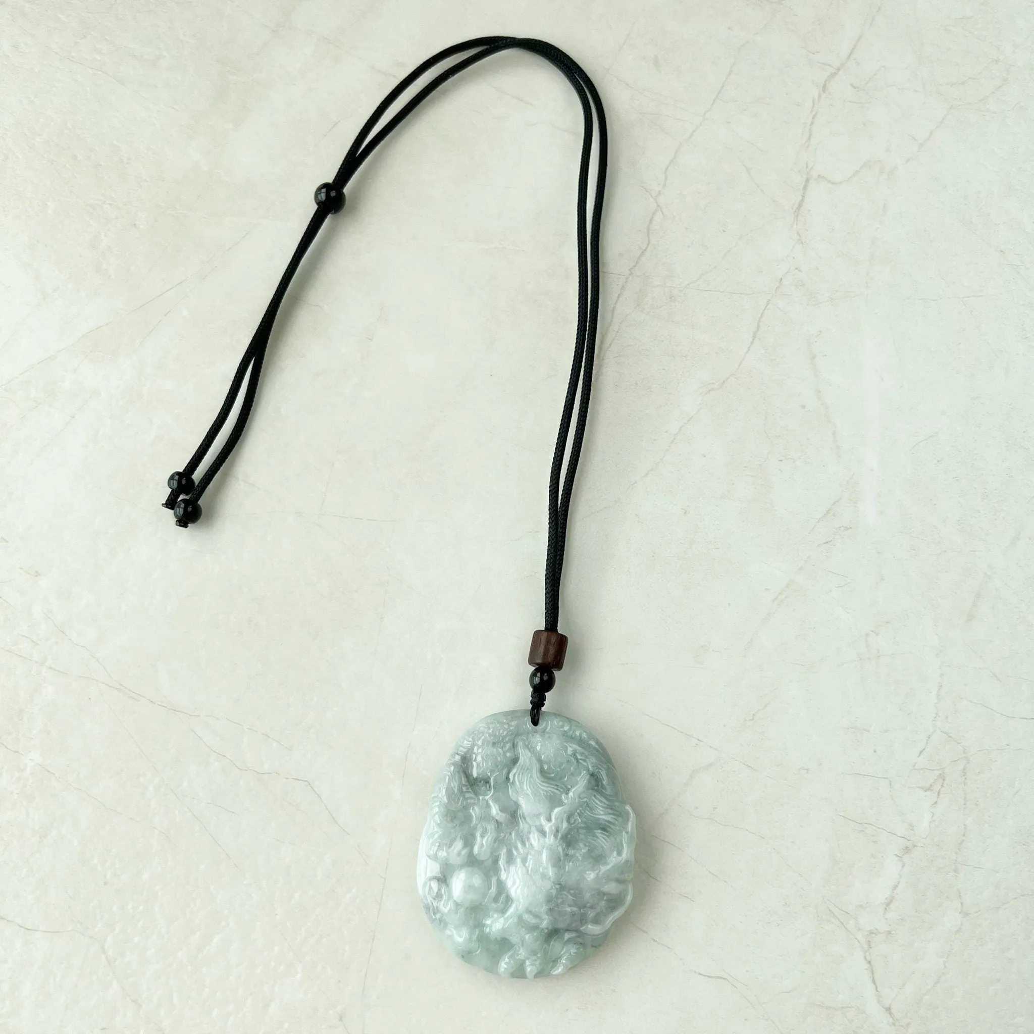 Jadeite Jade Dragon Chinese Zodiac Hand Carved Pendant Necklace, YJ-0321-0447222