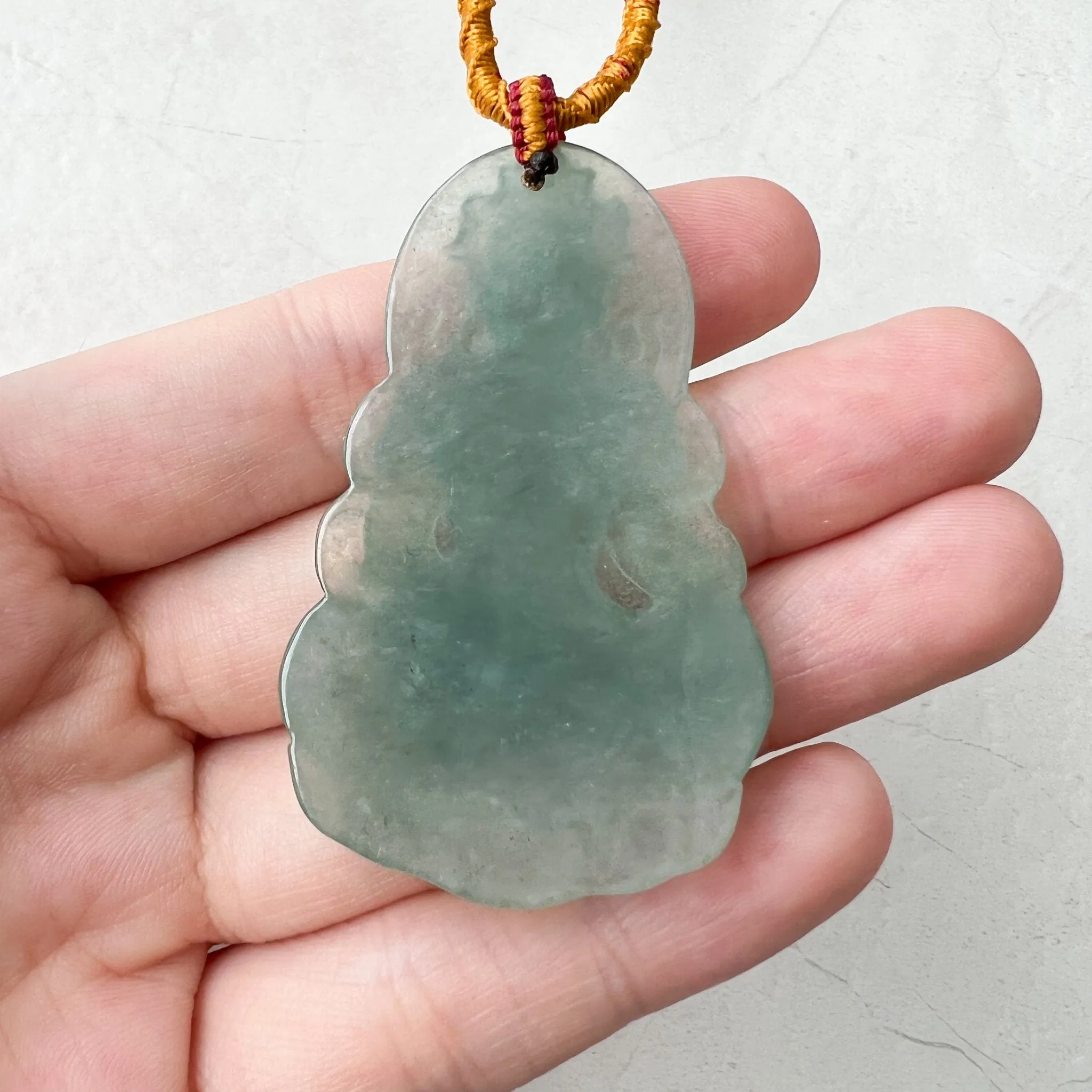 Jadeite Jade Guan Yin Avalokiteshvara Hand Carved Pendant Necklace, YJ-1221-0241350