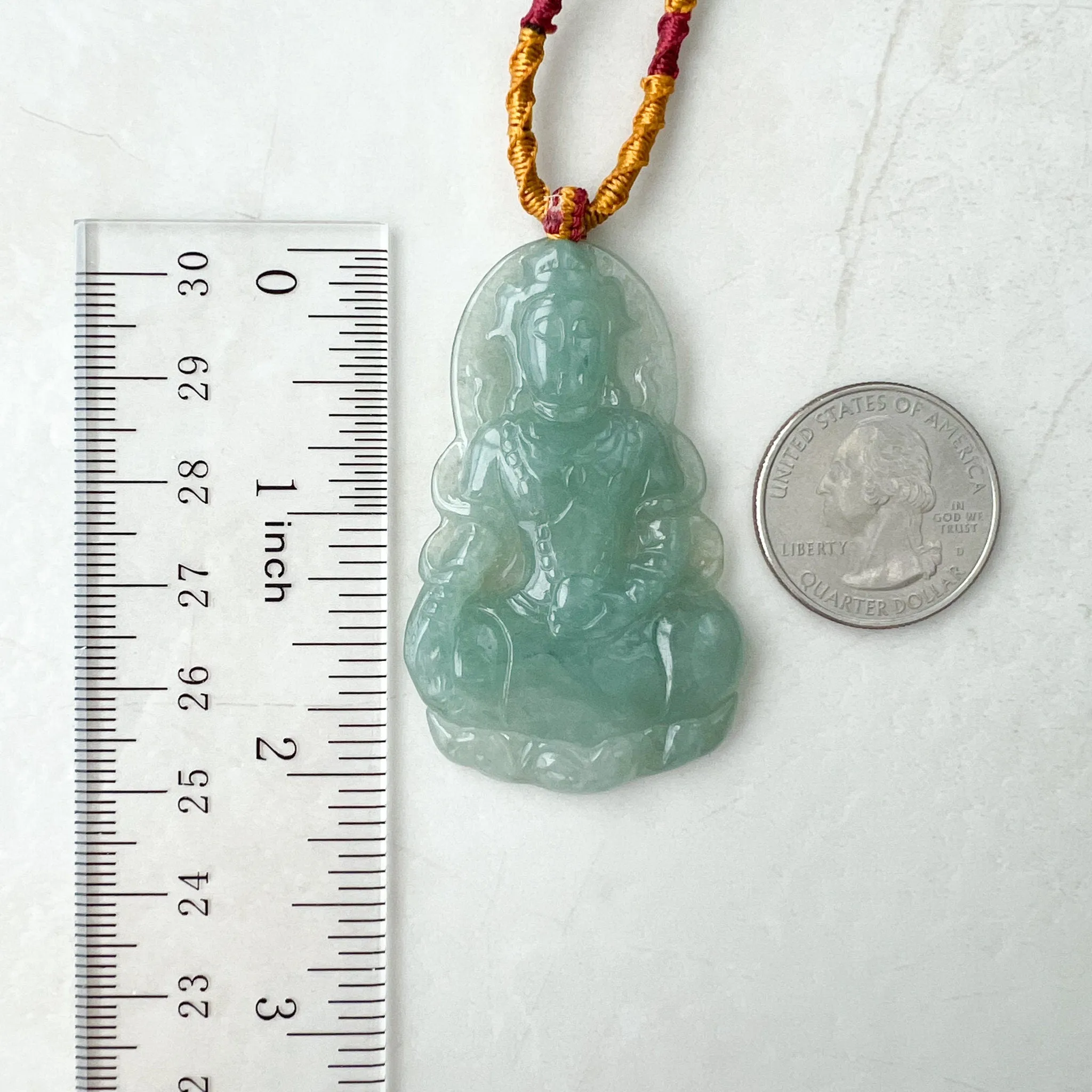 Jadeite Jade Guan Yin Avalokiteshvara Hand Carved Pendant Necklace, YJ-1221-0241350