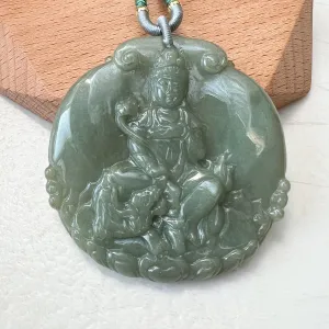 Jadeite Jade Guan Yin Avalokiteshvara Hand Carved Pendant Necklace, YJ-1221-0279050-2