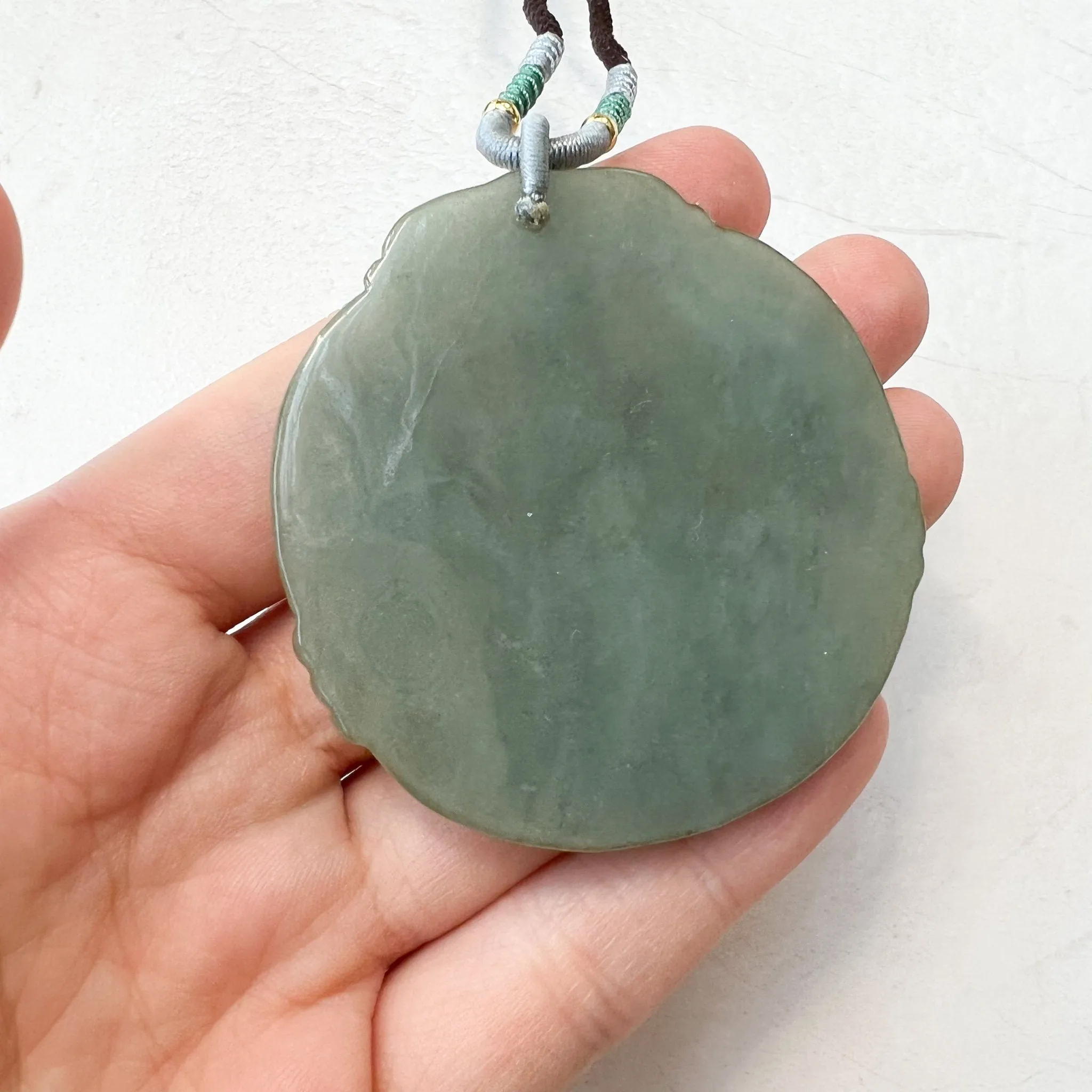 Jadeite Jade Guan Yin Avalokiteshvara Hand Carved Pendant Necklace, YJ-1221-0279050-2