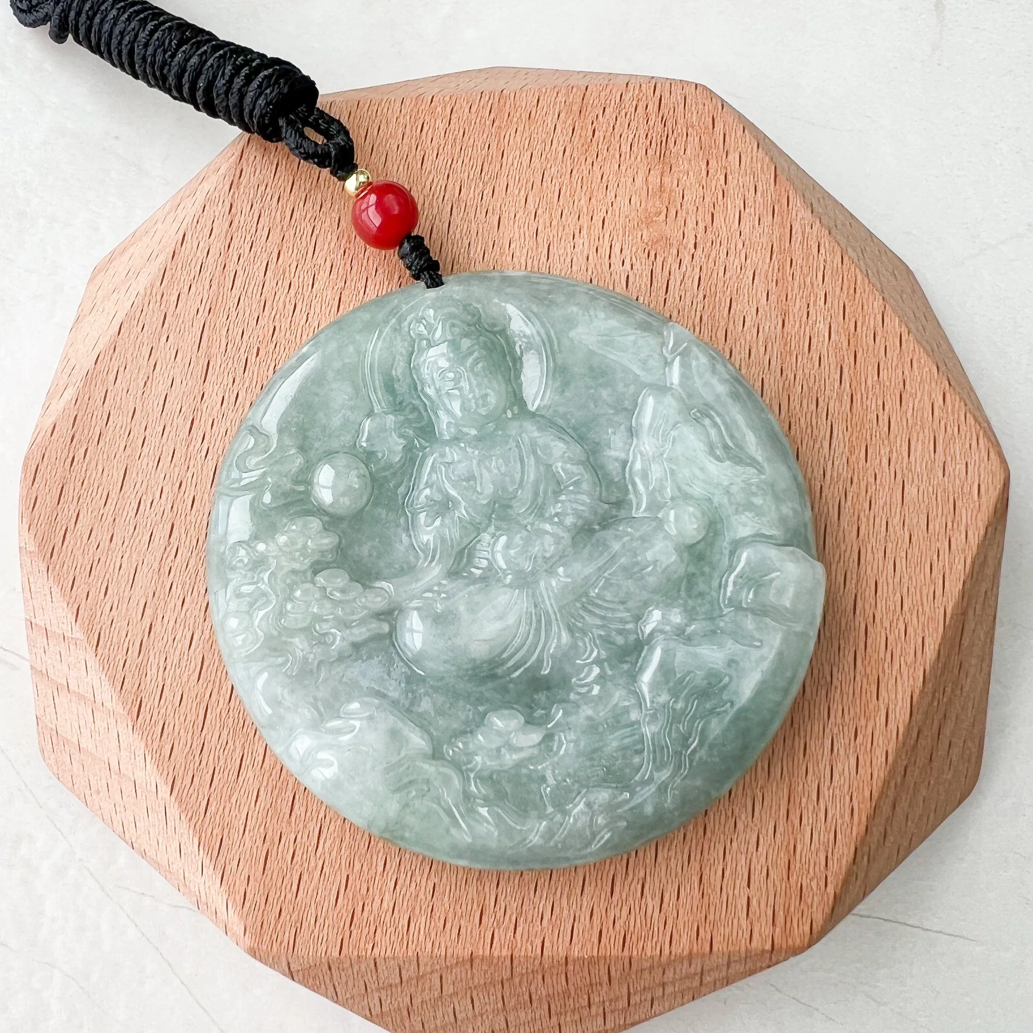 Jadeite Jade Guan Yin Mountain Landscape Avalokiteshvara, Quan Am, 观音, Hand Carved Pendant Necklace, YJ-0622-1668988969