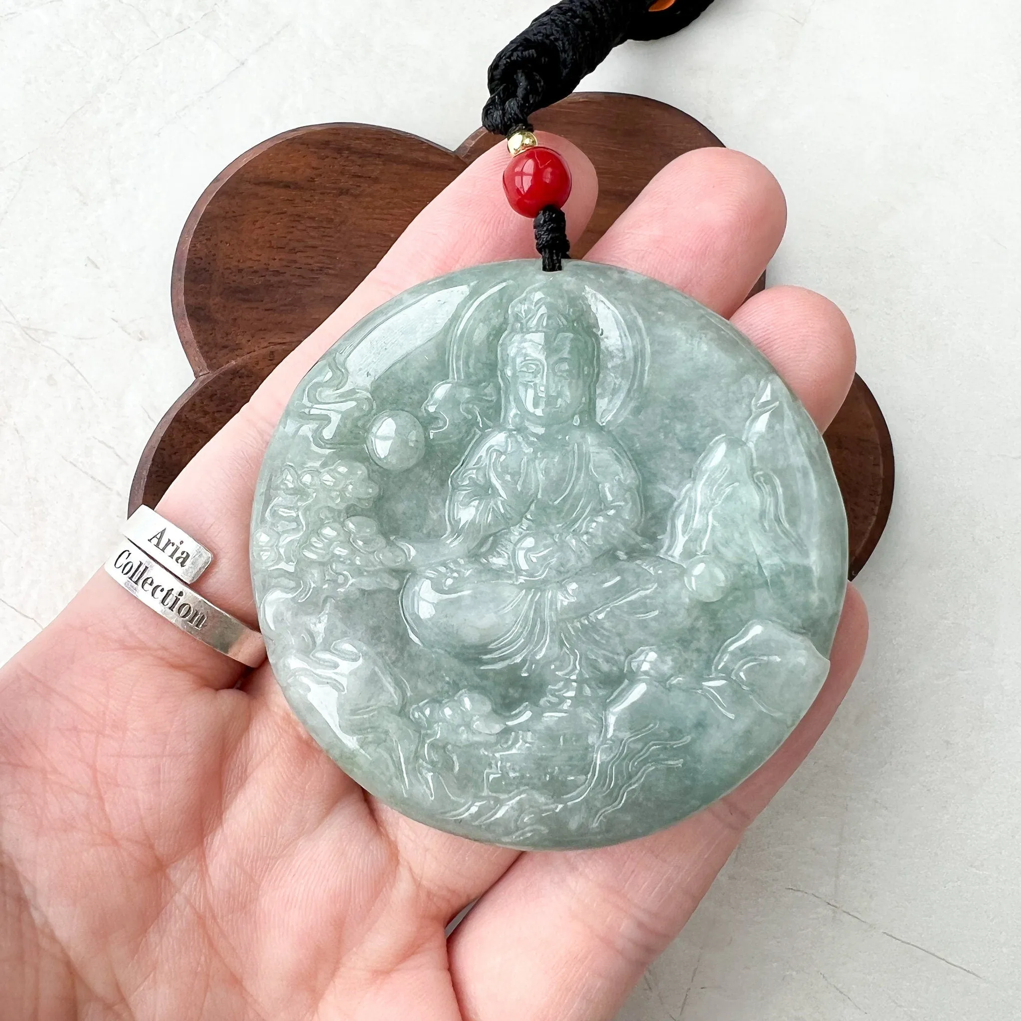 Jadeite Jade Guan Yin Mountain Landscape Avalokiteshvara, Quan Am, 观音, Hand Carved Pendant Necklace, YJ-0622-1668988969