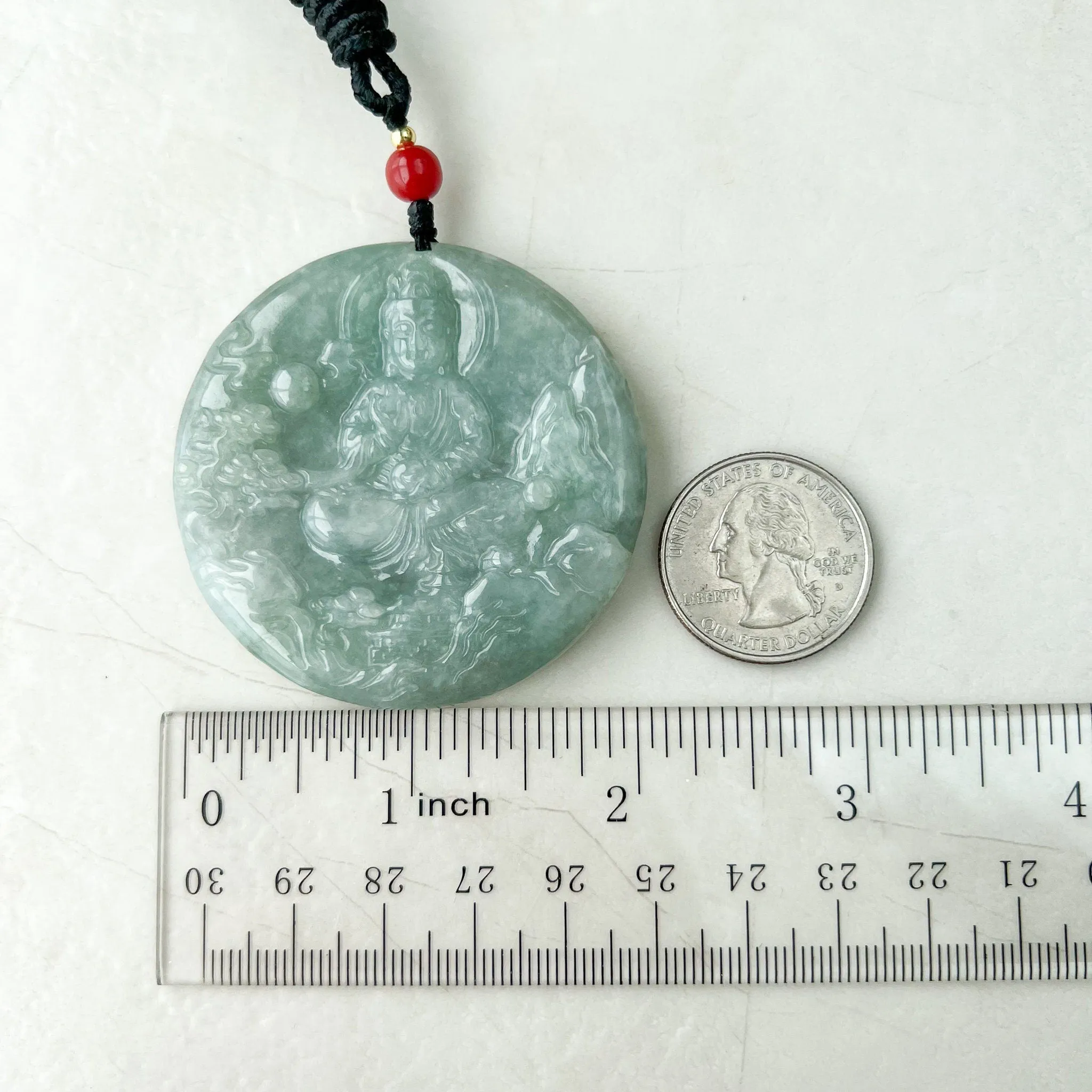 Jadeite Jade Guan Yin Mountain Landscape Avalokiteshvara, Quan Am, 观音, Hand Carved Pendant Necklace, YJ-0622-1668988969