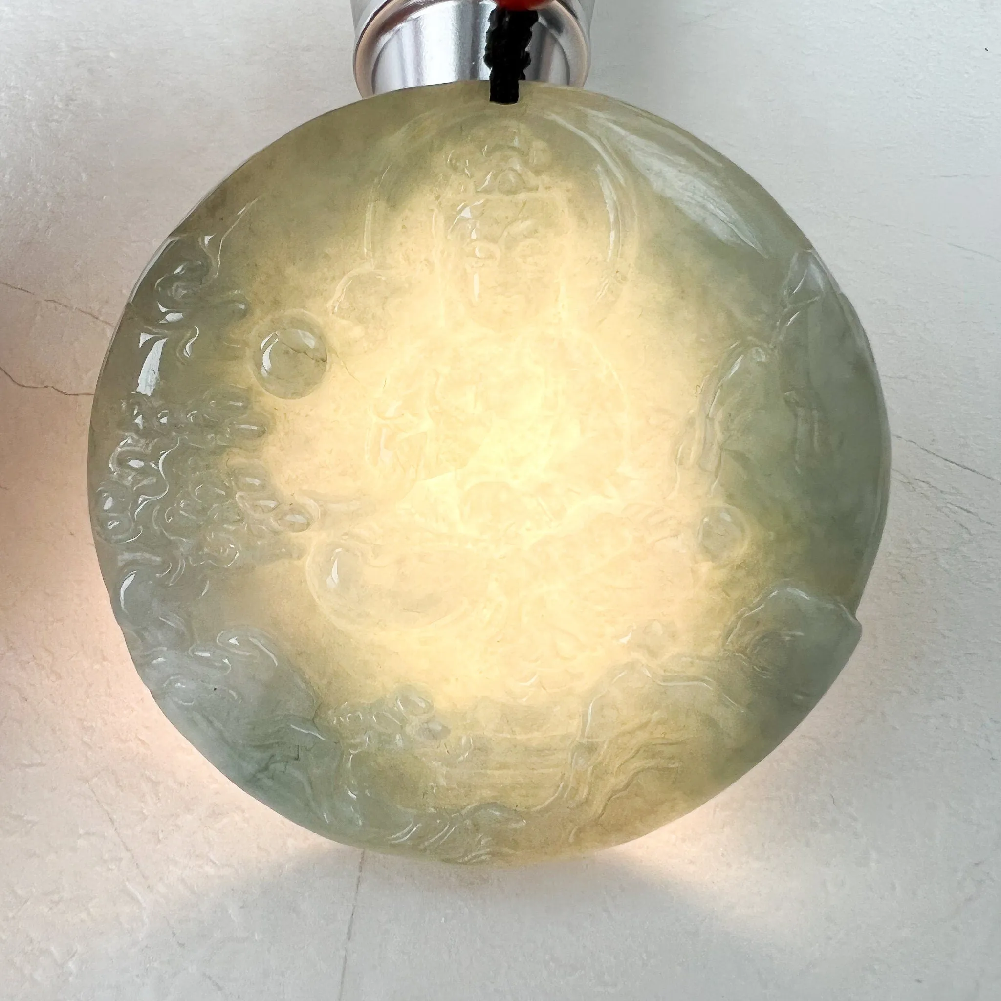 Jadeite Jade Guan Yin Mountain Landscape Avalokiteshvara, Quan Am, 观音, Hand Carved Pendant Necklace, YJ-0622-1668988969