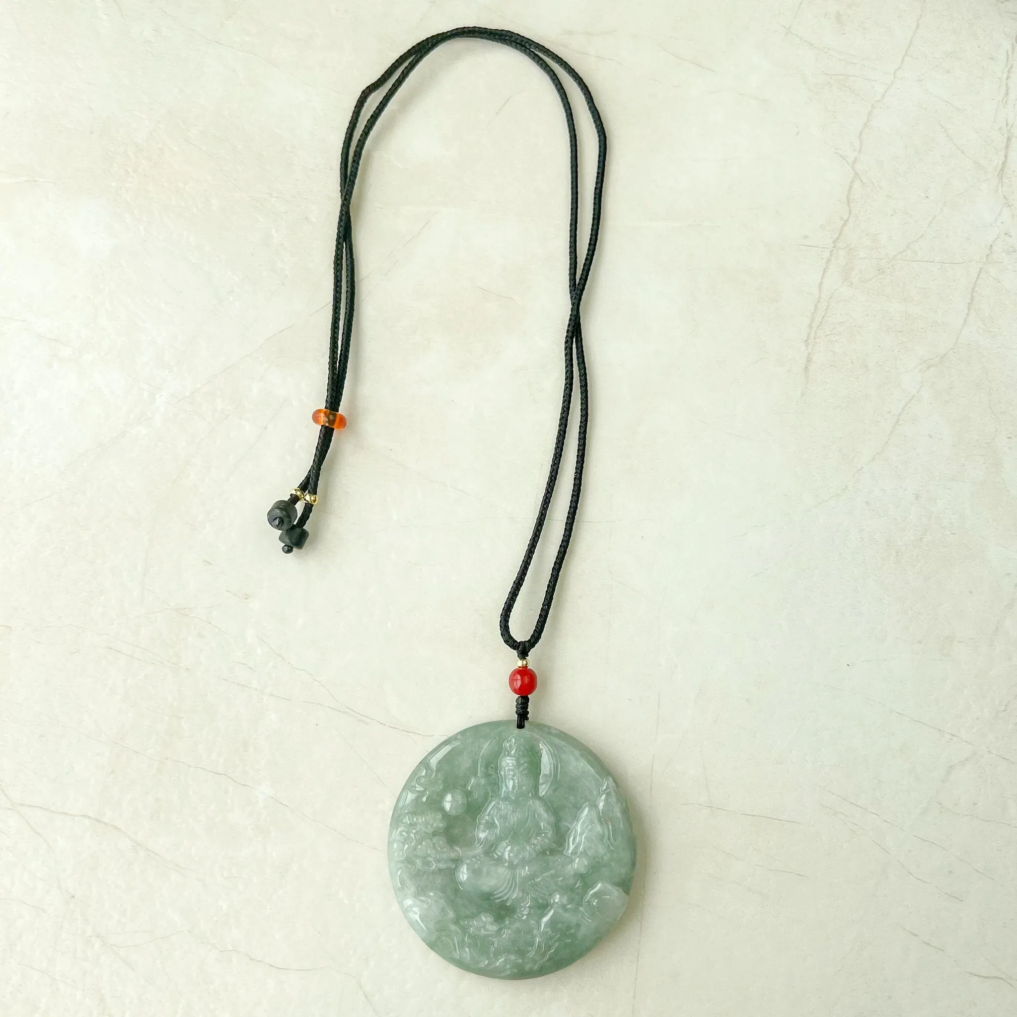 Jadeite Jade Guan Yin Mountain Landscape Avalokiteshvara, Quan Am, 观音, Hand Carved Pendant Necklace, YJ-0622-1668988969