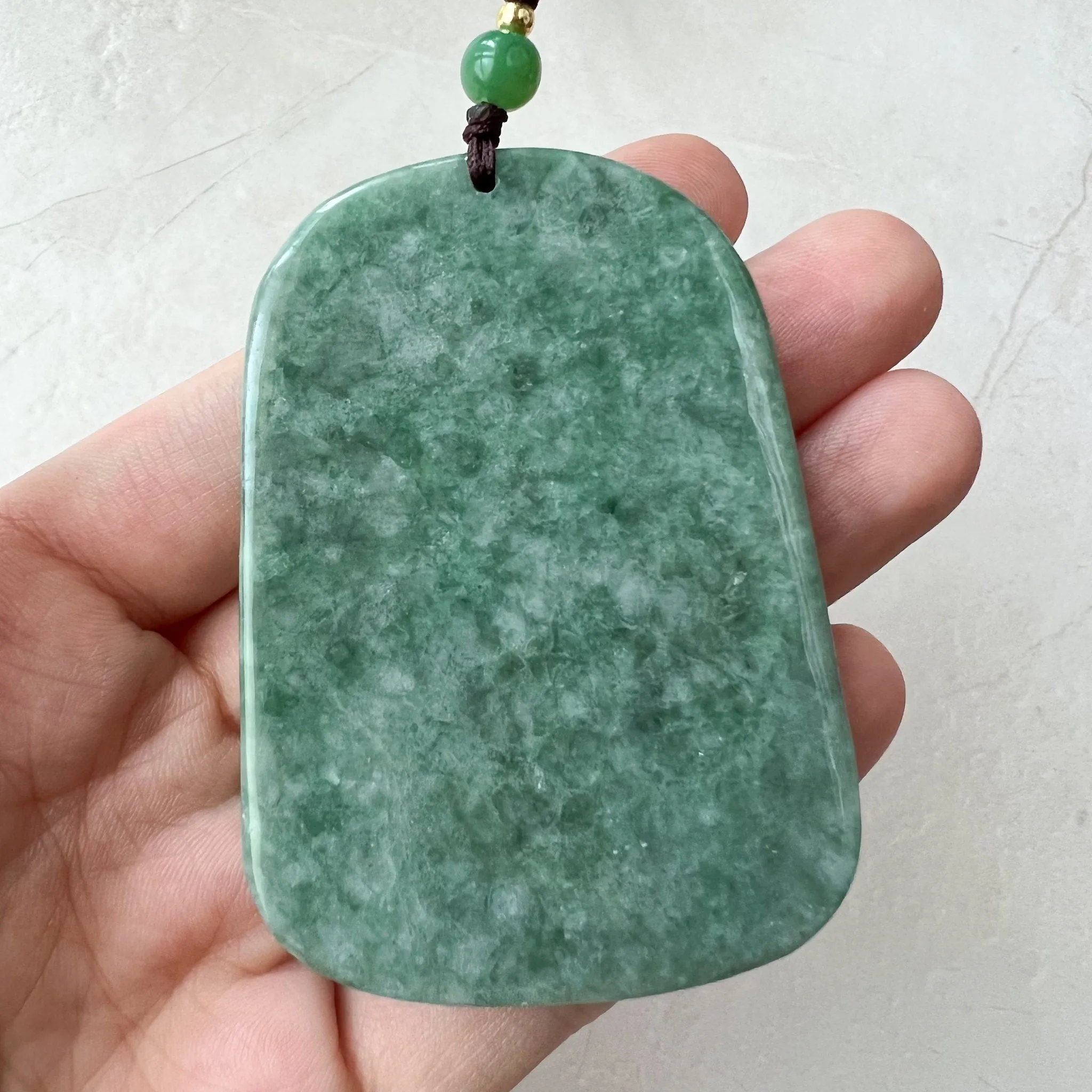 Jadeite Jade Landscape, Hawaiian style, Tree Mountain Forest River Scenery Hand Carved Pendant Necklace, YJ-0921-0108244