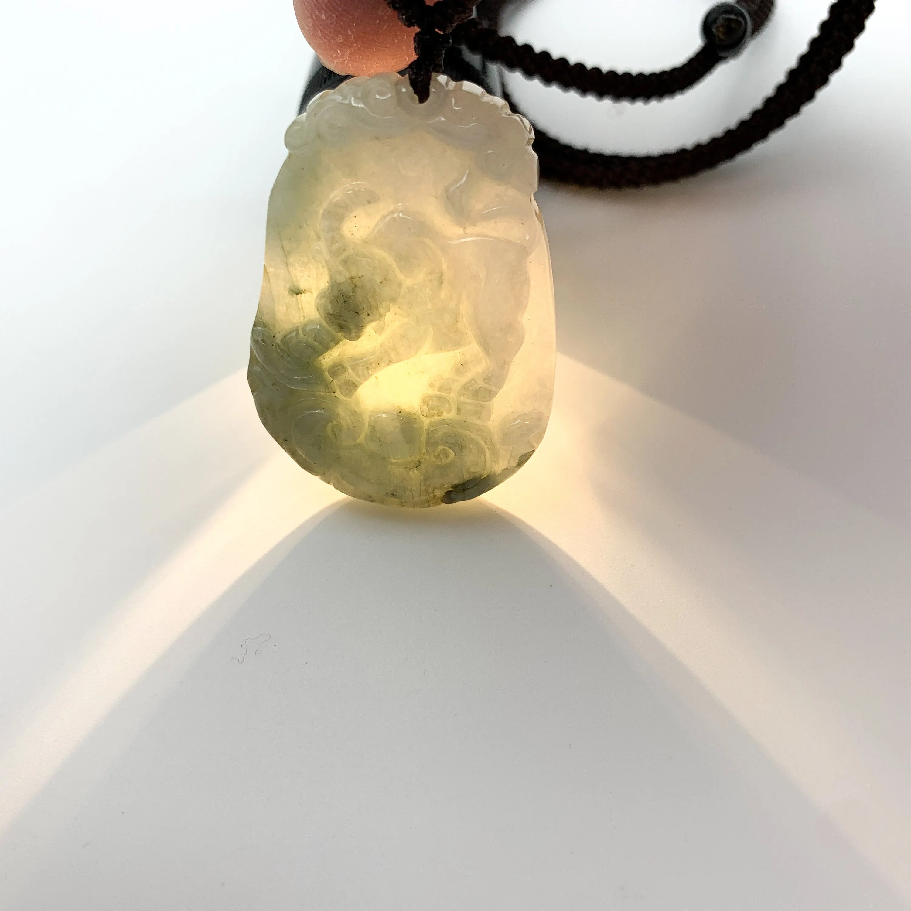Jadeite Jade Ox Bull Cow Chinese Zodiac Carved Pendant Necklace, YW-0321-1645944372