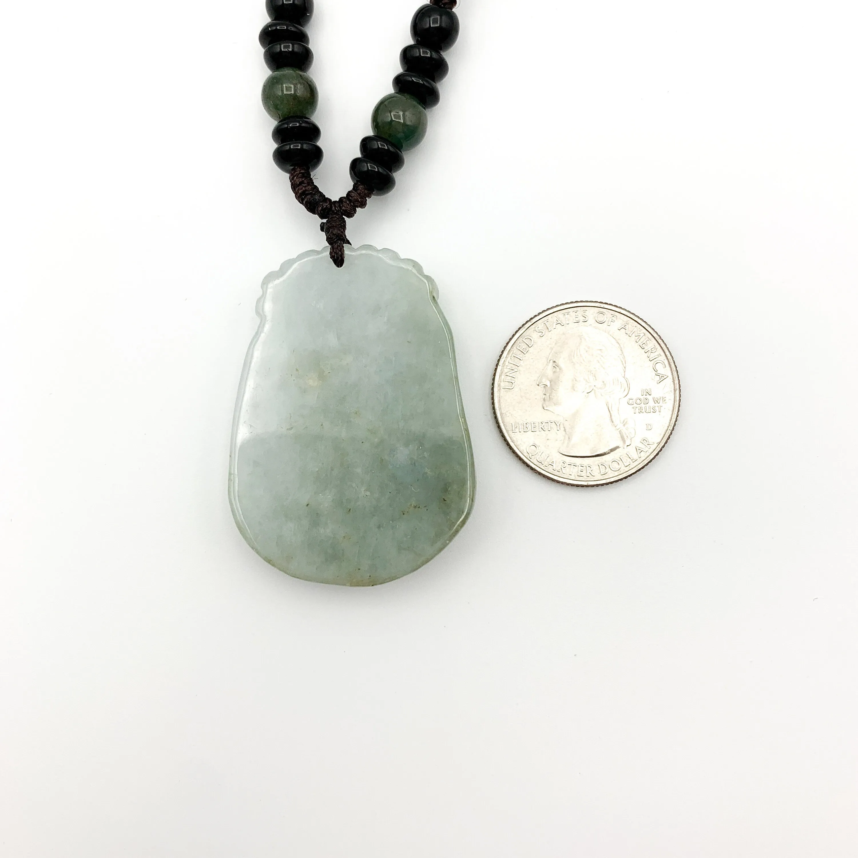 Jadeite Jade Ox Bull Cow Chinese Zodiac Carved Pendant Necklace, YW-0321-1645944372
