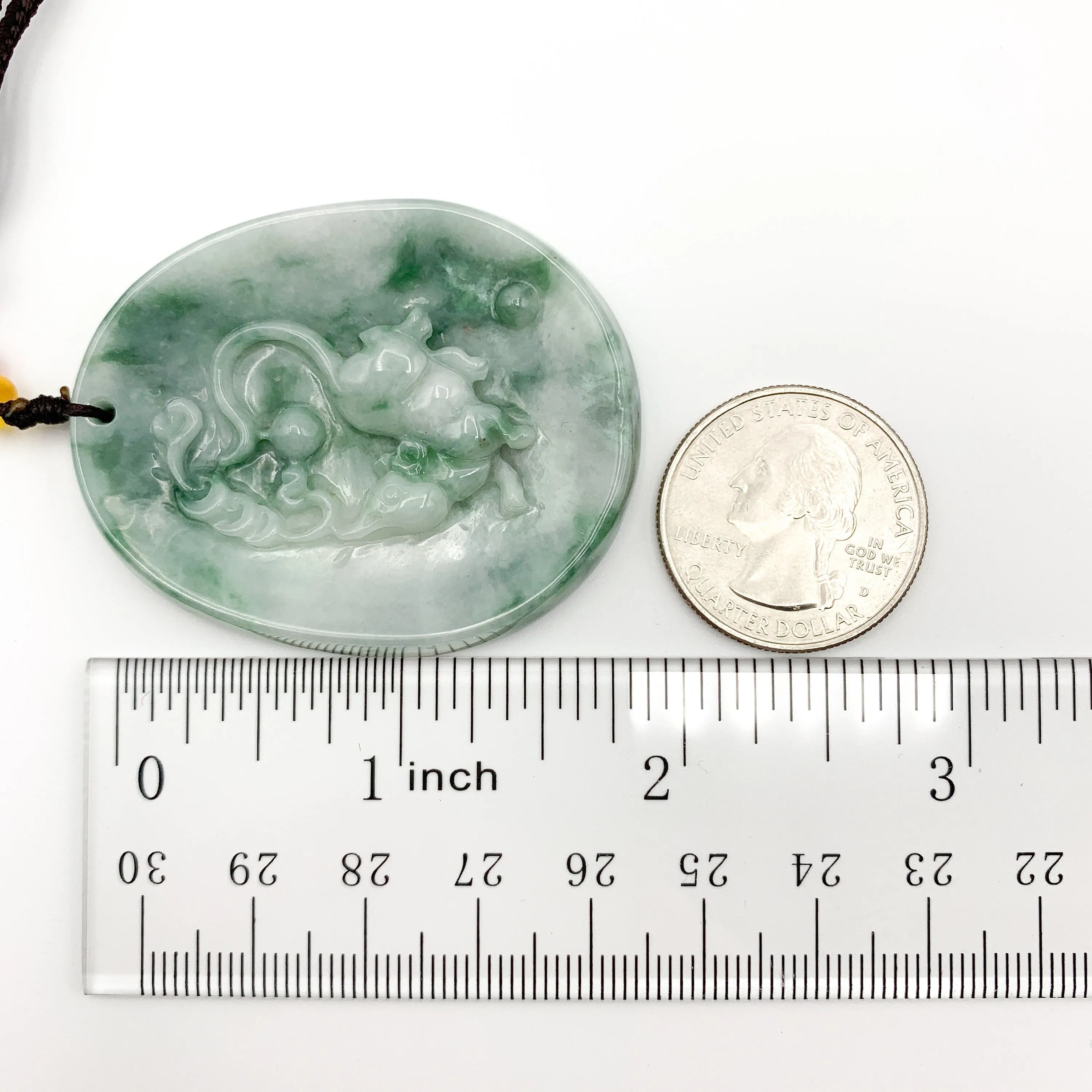 Jadeite Jade Rat Mouse Chinese Zodiac Rustic Carved Pendant, YJ-0321-0359717