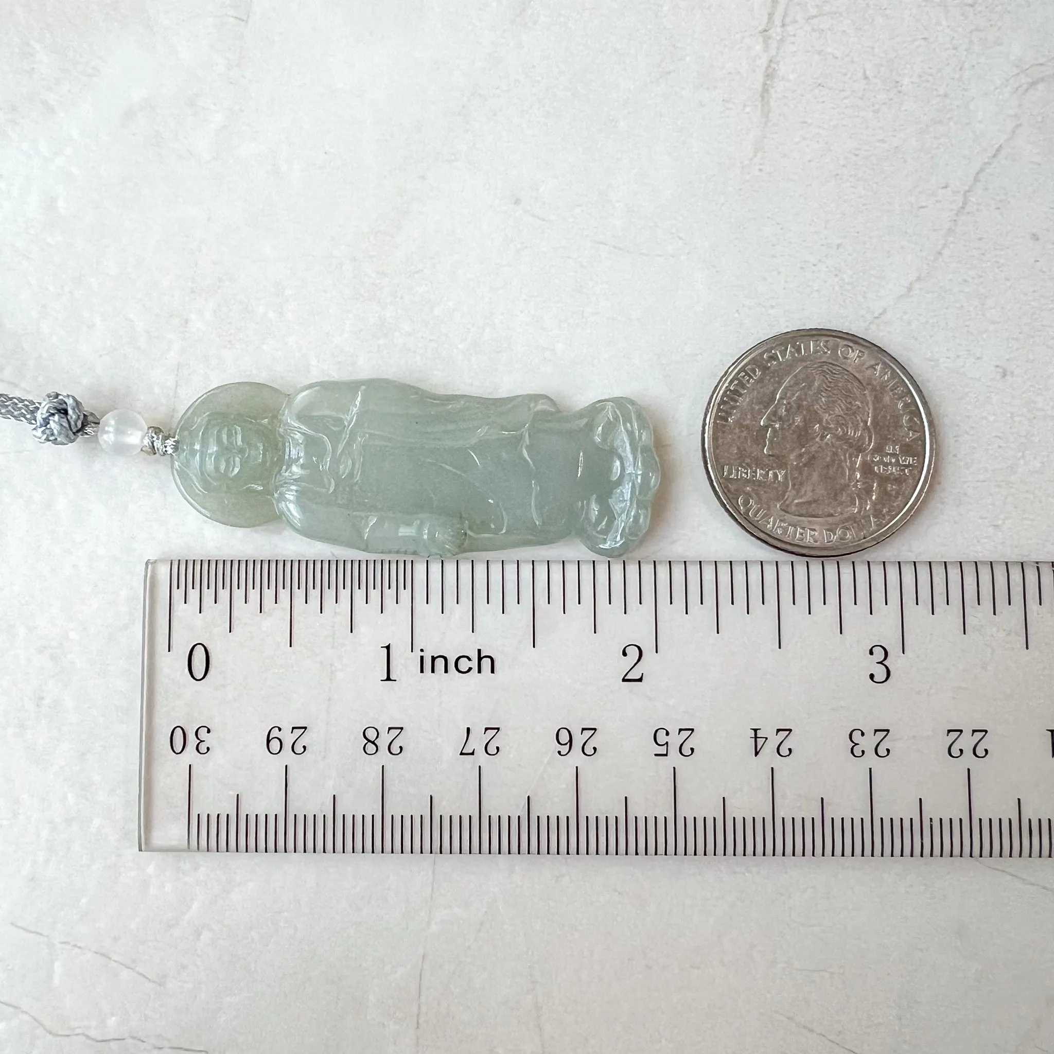 Jadeite Jade Standing Amitabha, Amida, 阿弥陀佛, Carved Pendant Necklace, YJ-0621-0389201
