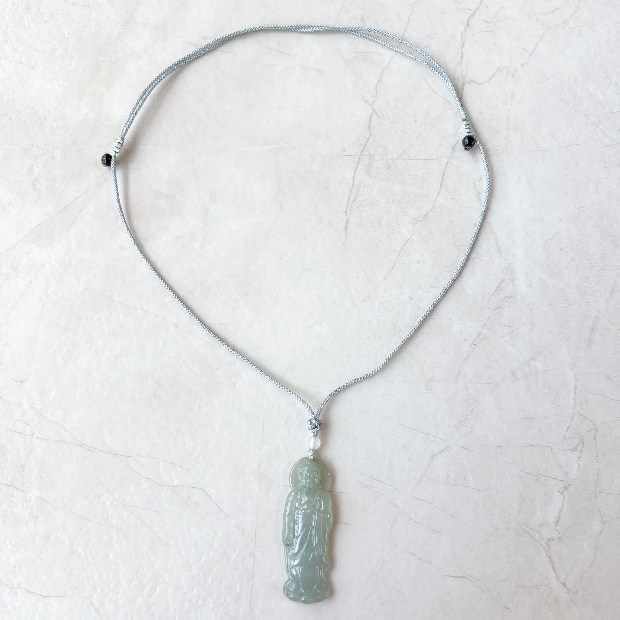 Jadeite Jade Standing Amitabha, Amida, 阿弥陀佛, Carved Pendant Necklace, YJ-0621-0389201
