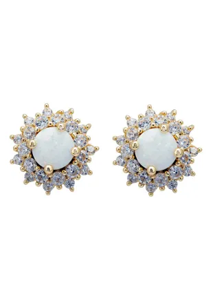 Latelita London Opal and Flower Stud Earrings Gold