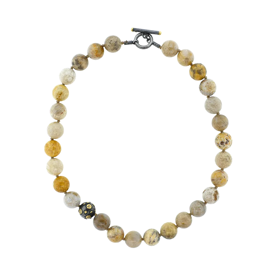 Libra Fossilized Coral Beaded Necklace