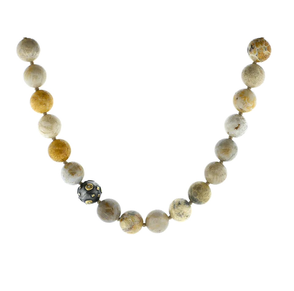 Libra Fossilized Coral Beaded Necklace