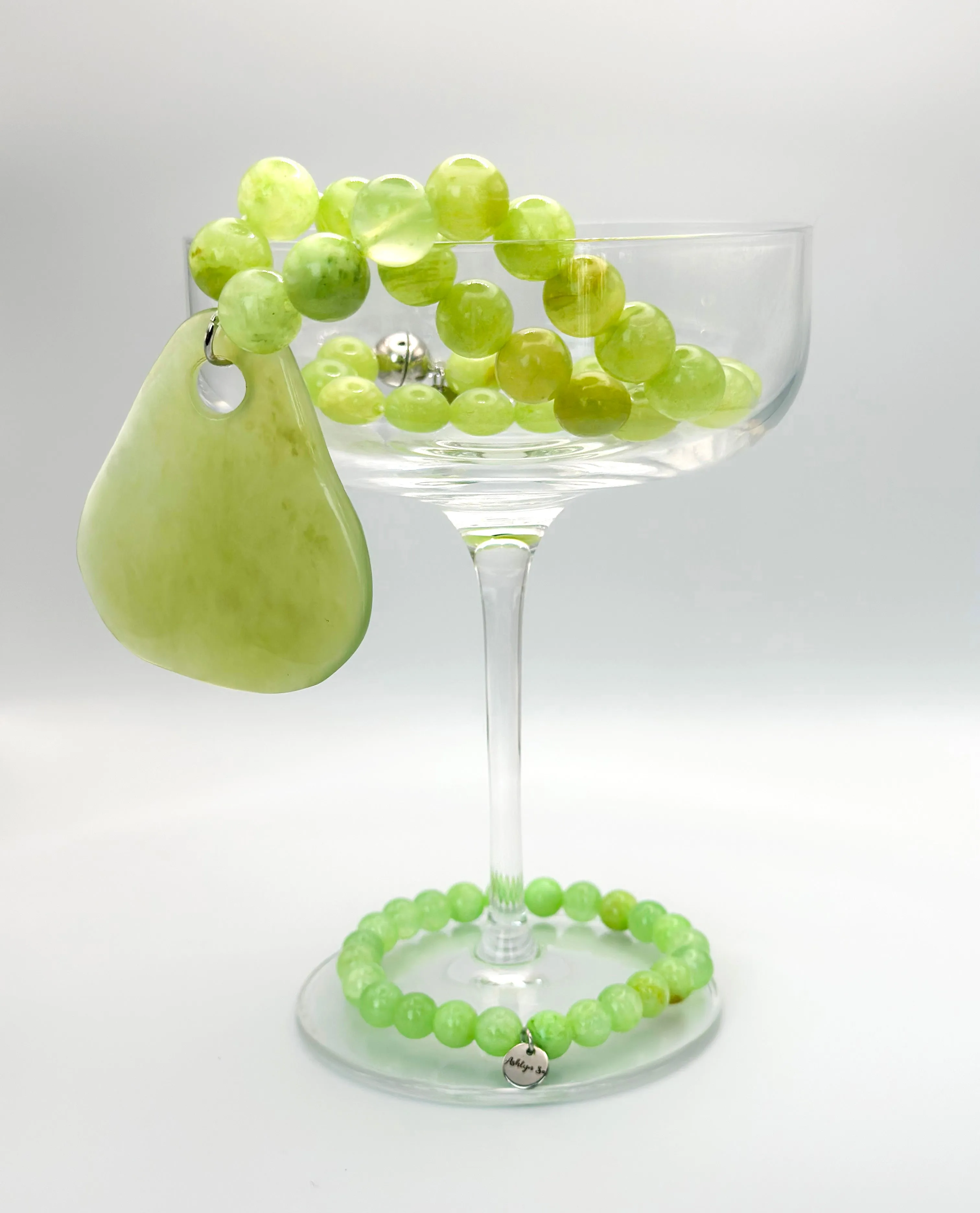 Longevity Bracelet - Green Flower Jade