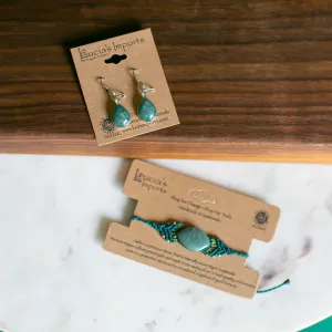Macram Jade Bracelet and Jade Earring set