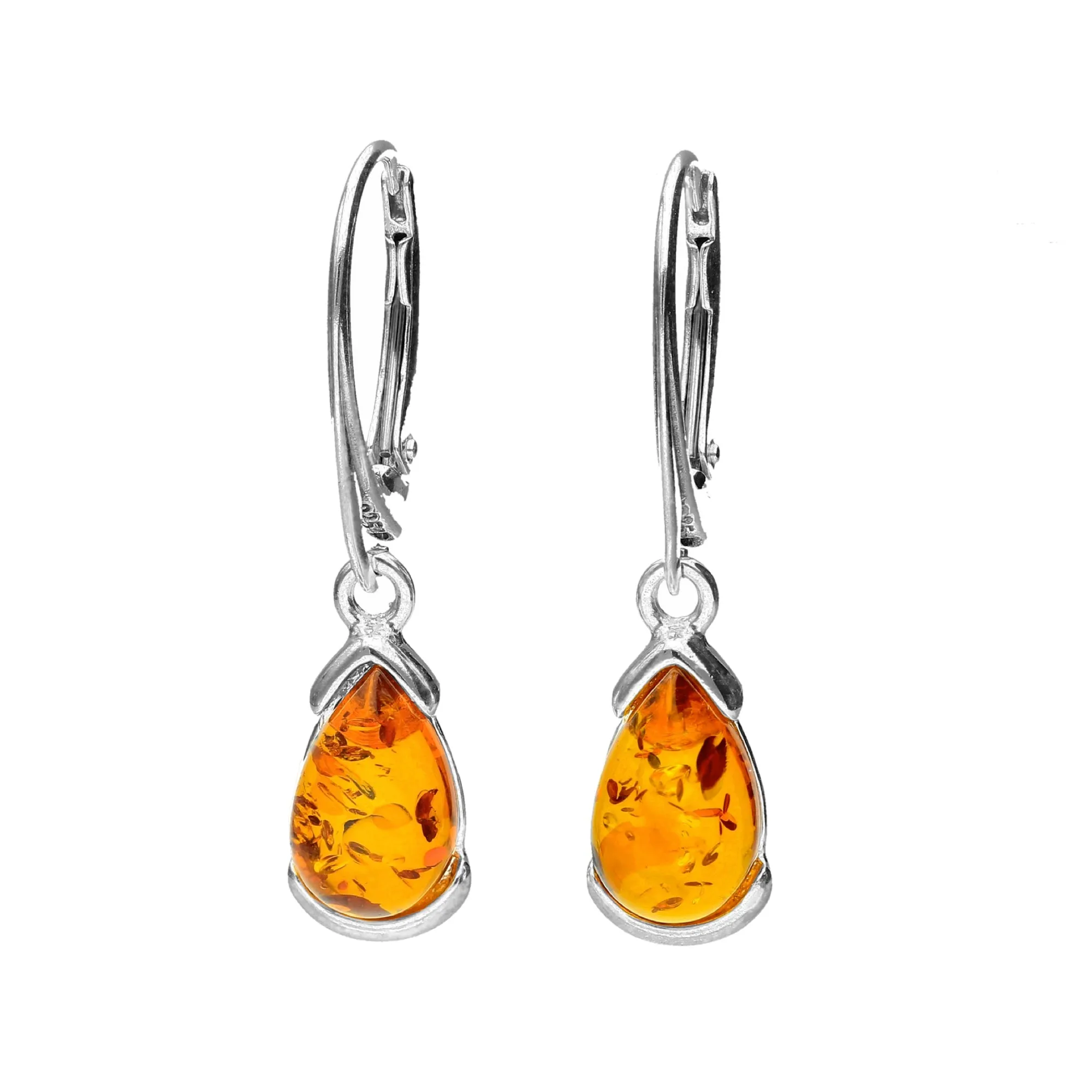 MILENA drop earrings Silver and Amber