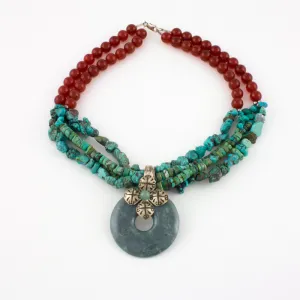 Multistrand jade Disc Necklace