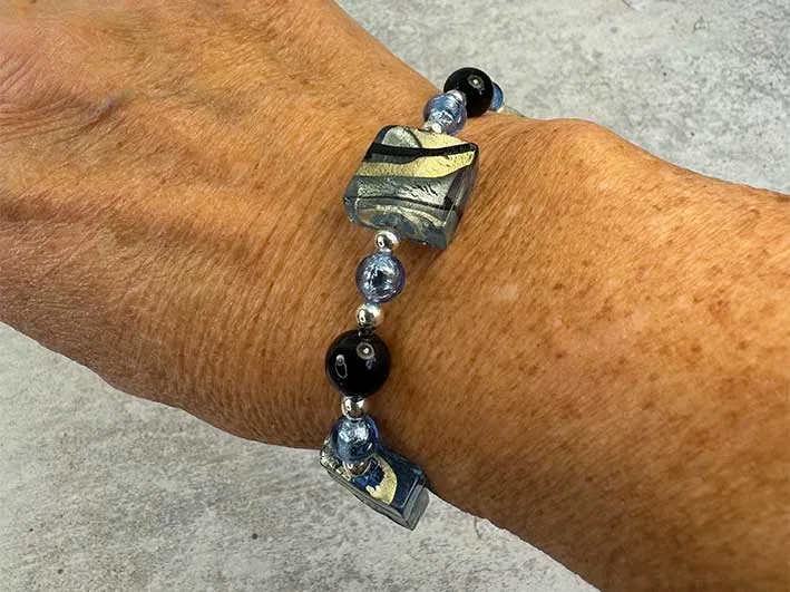 Murano Glass Bracelet - Sapphire Black