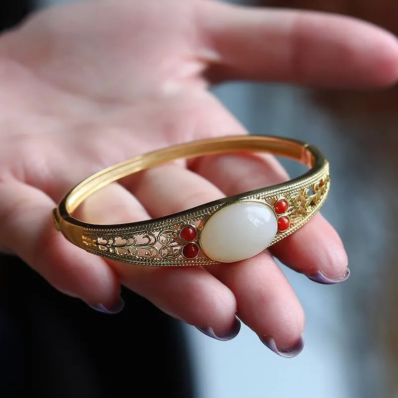 Natural Hetian jade bracelet for women