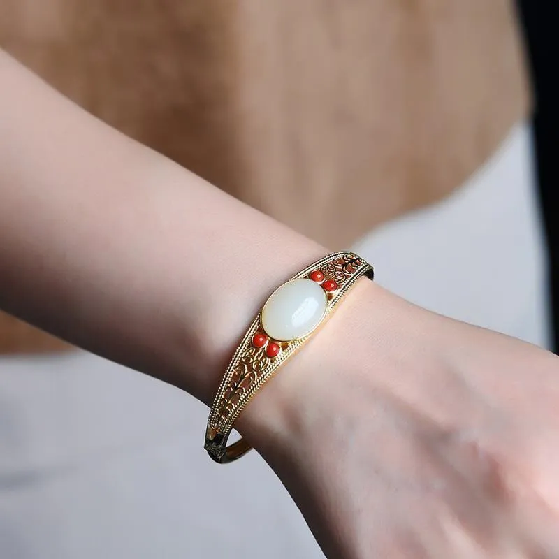 Natural Hetian jade bracelet for women
