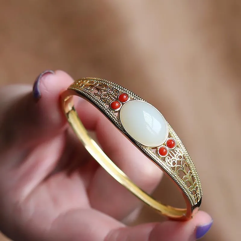 Natural Hetian jade bracelet for women