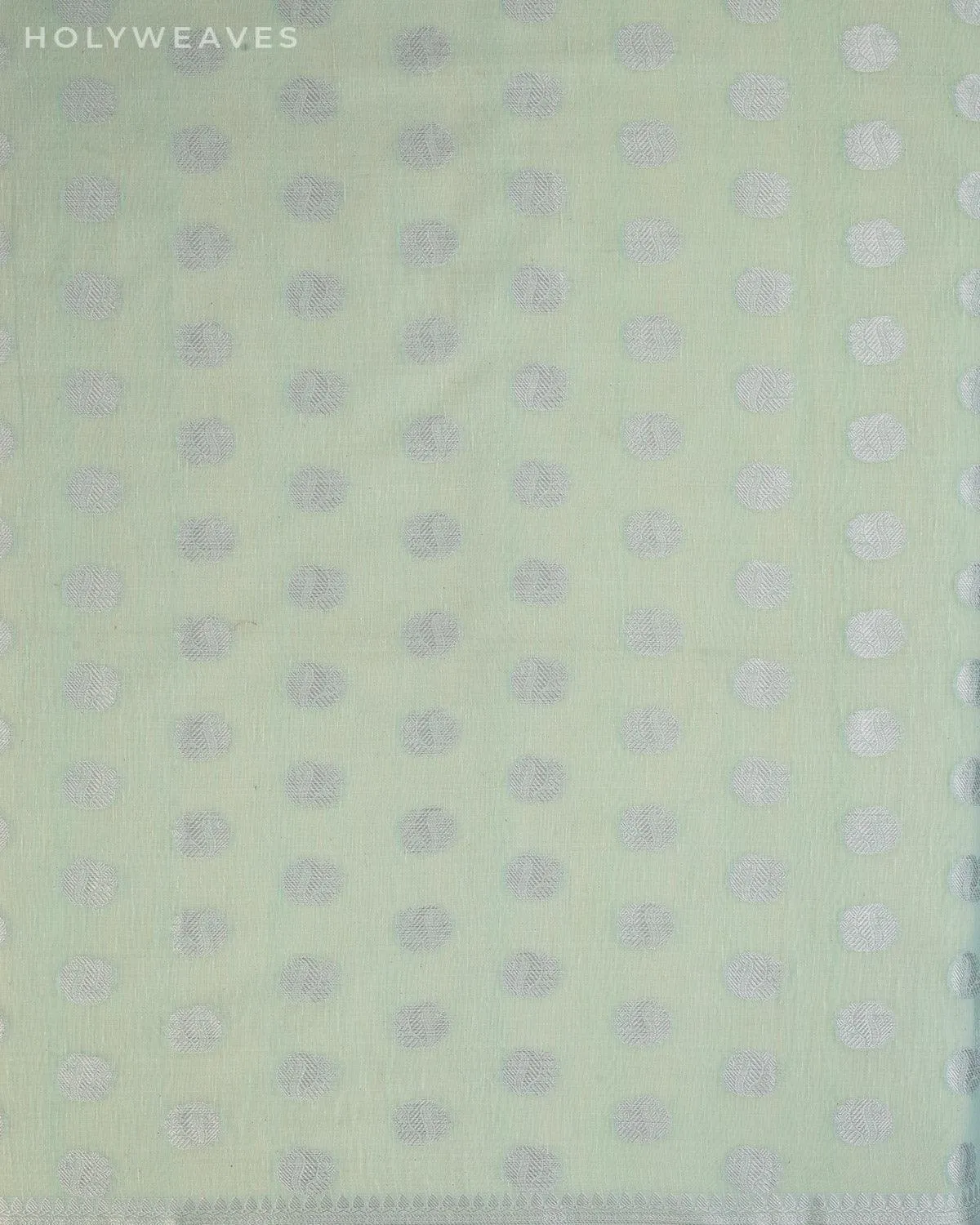 Pastel Blue Banarasi Linen Texture Silver Buti Cutwork Brocade Woven Cotton Silk Saree