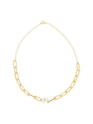 Preeti Sandhu Link Necklace with Single Pearl