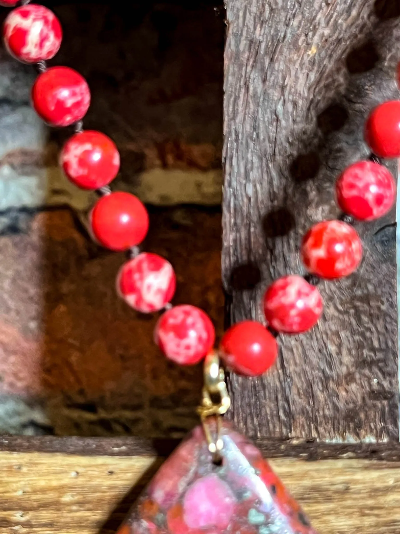 Radiant Blissful Soul Necklace in Red Coral Color