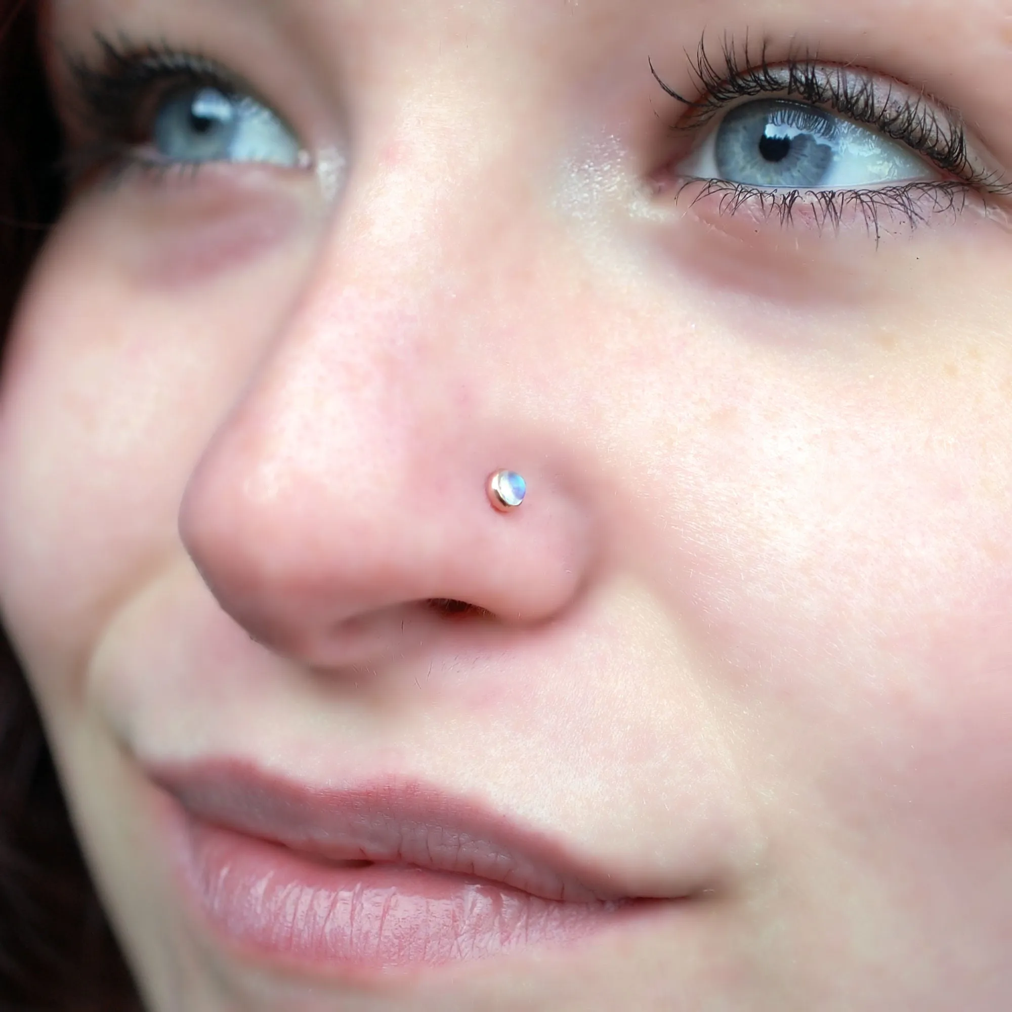 Rainbow Moonstone Nose Stud 3mm