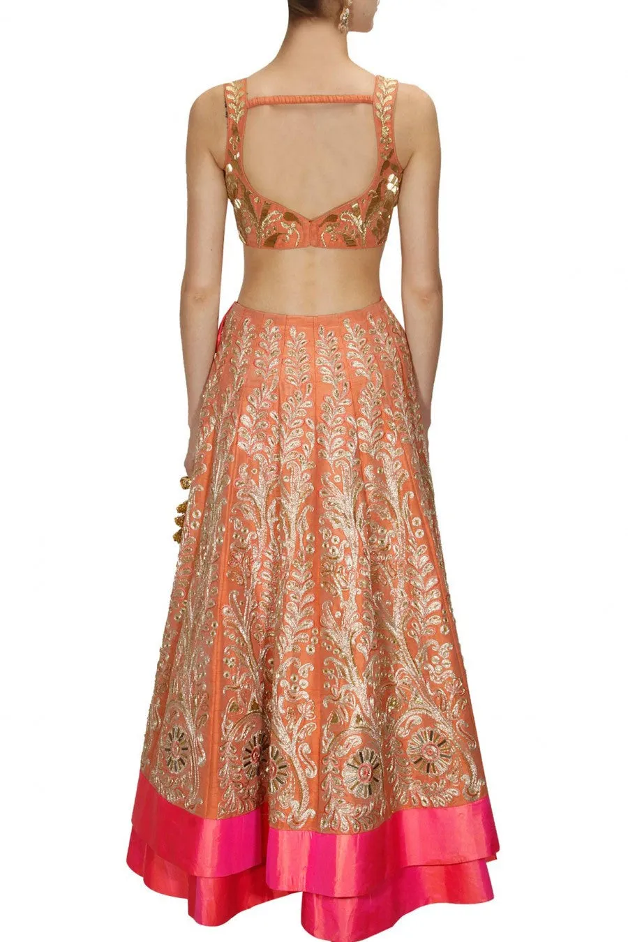Rust Coral Color Bridal Lehenga Choli