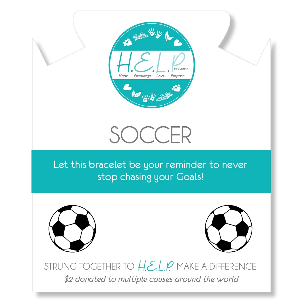 Soccer Charm with Blue and White Jade Charity Bracelet