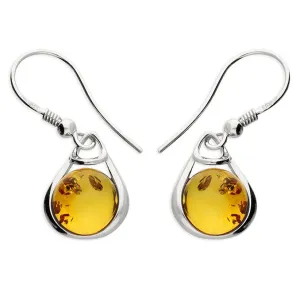 Sterling Silver Amber Drop Earrings
