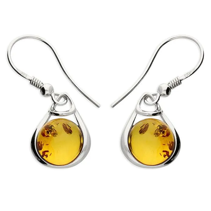 Sterling Silver Amber Drop Earrings