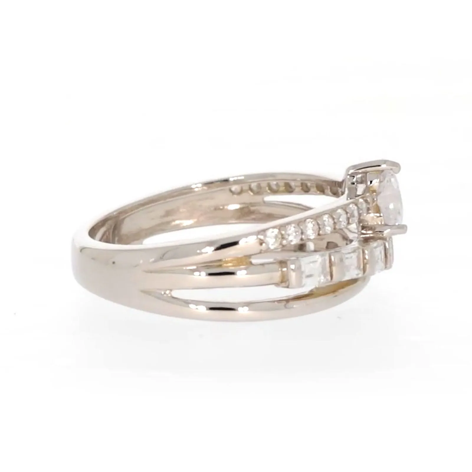 Sterling Silver Cubic Zirconia Multi-Row Ring