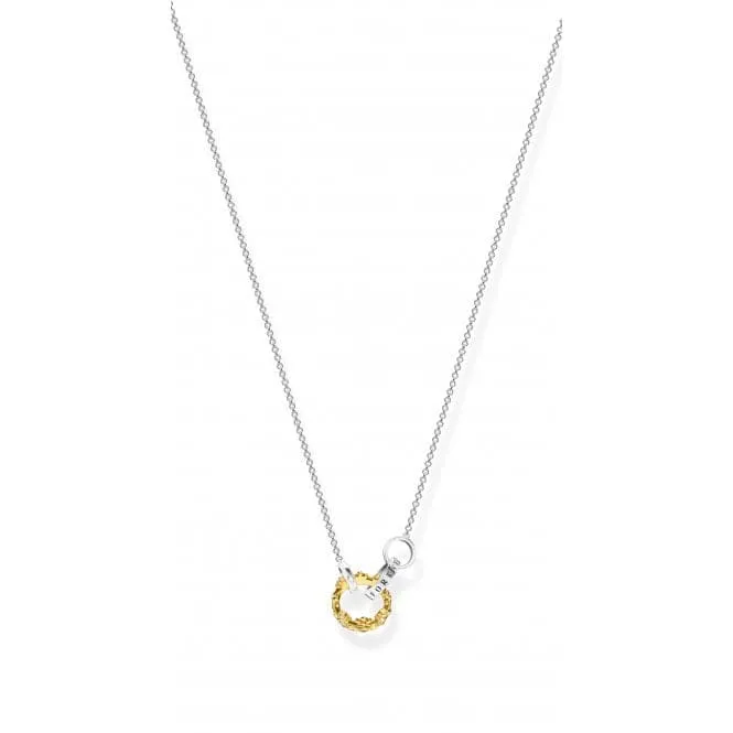 Sterling Silver Gold Plated Zirconia Crown Necklace KE1987-849-7-L45V