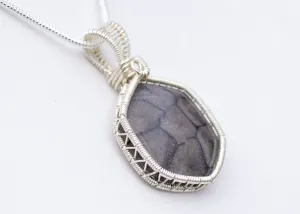 Sterling Silver Wire Wrapped Fossil Coral Necklace, Wire Wrapped Fossils